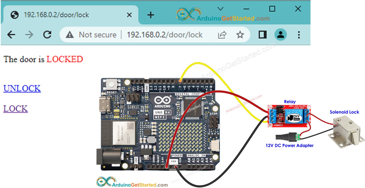 Arduino Uno R4 door lock web browser