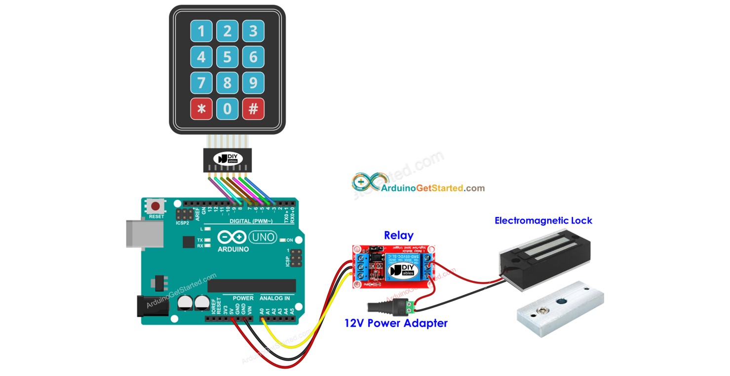 Arduino keypad electromagnetic lock