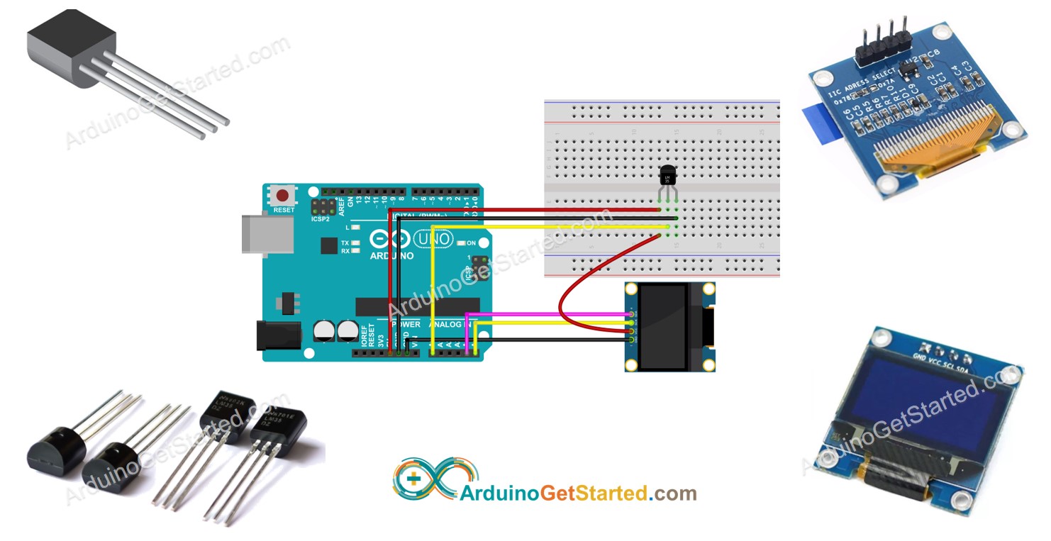 Arduino LM35 Temperature Sensor OLED W