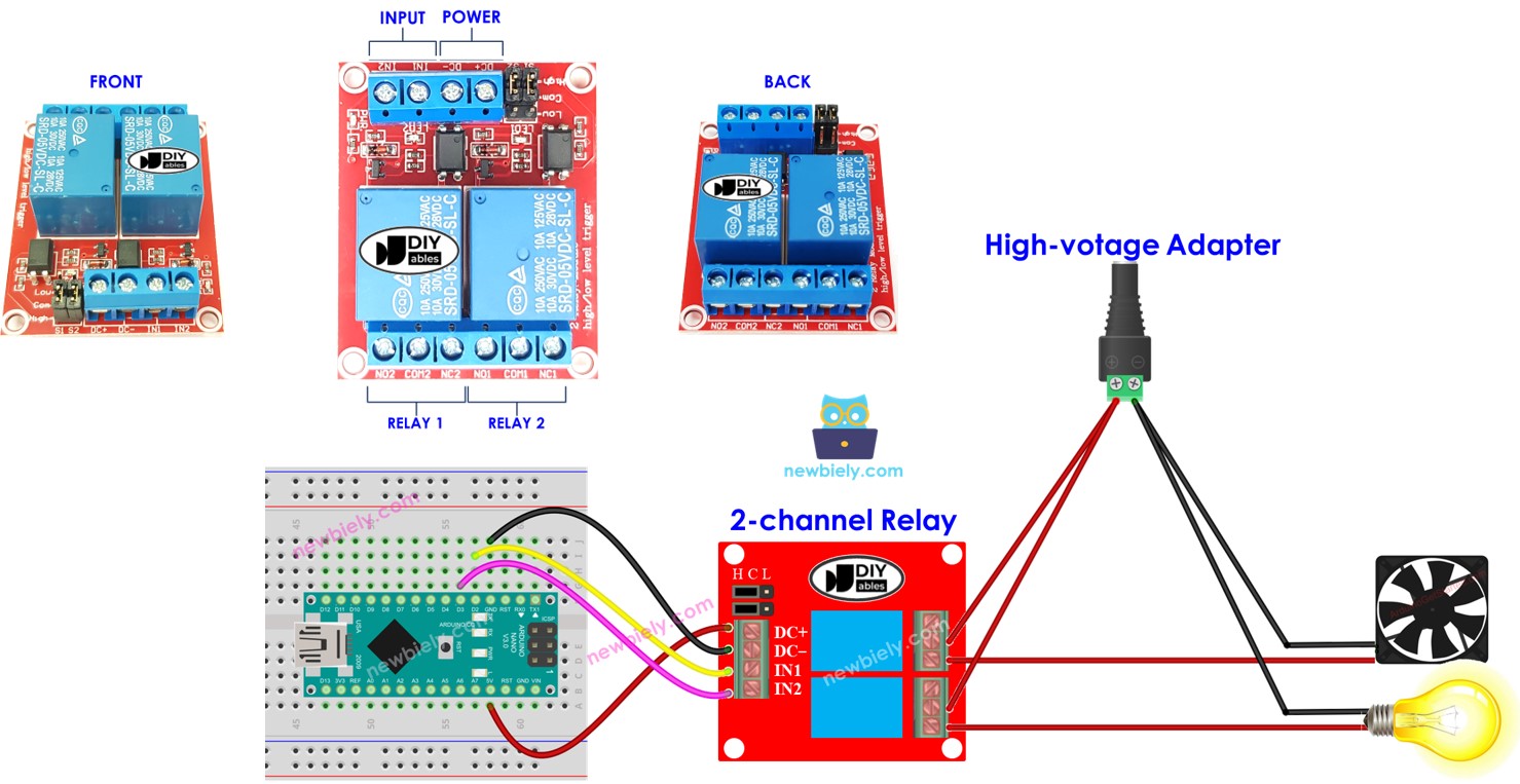 아두이노 나노 - 2채널 릴레이 모듈 | Arduino Nano - 2-Channel Relay Module