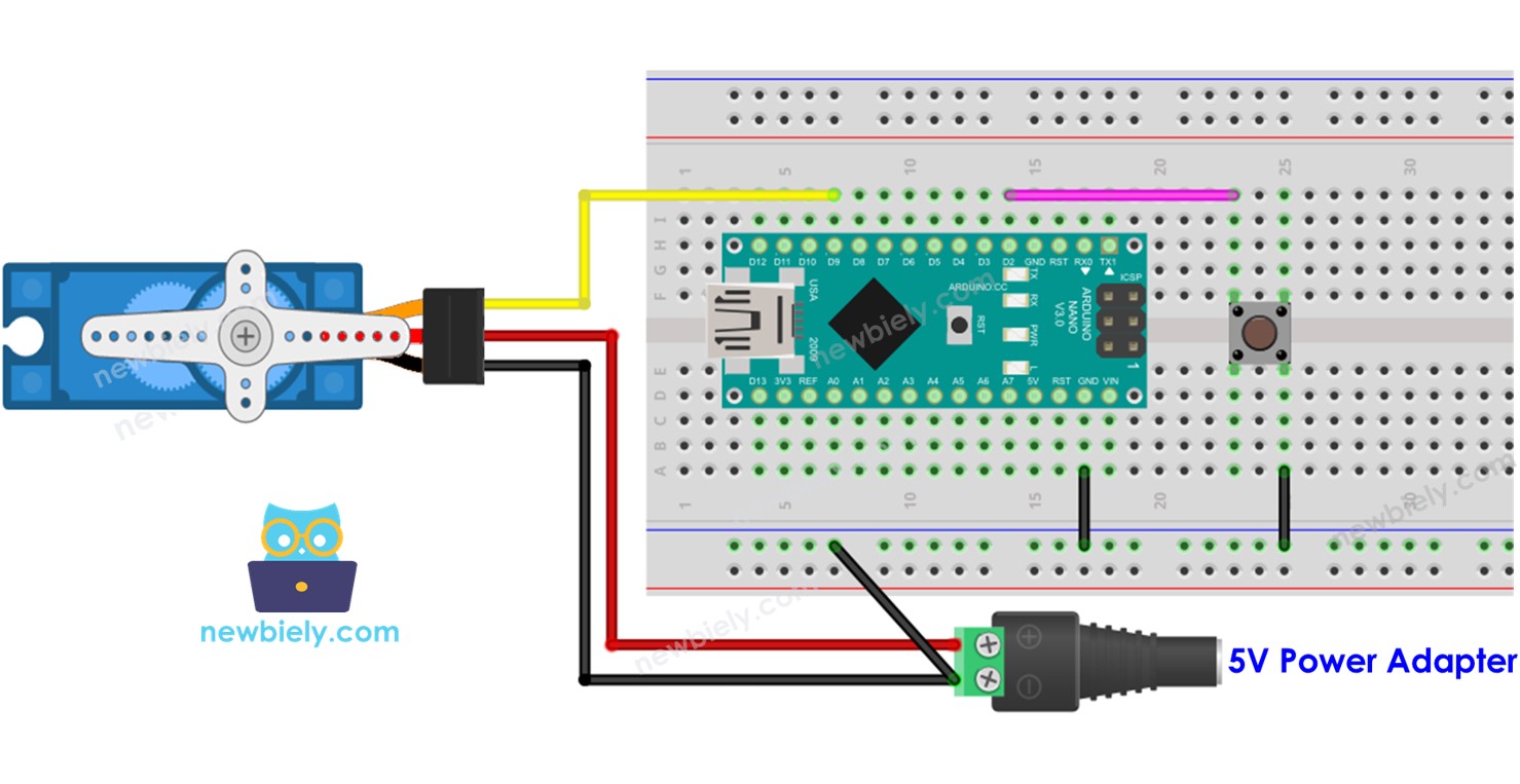 아두이노 나노 버튼 서보 모터 Arduino Nano Button Servo Motor