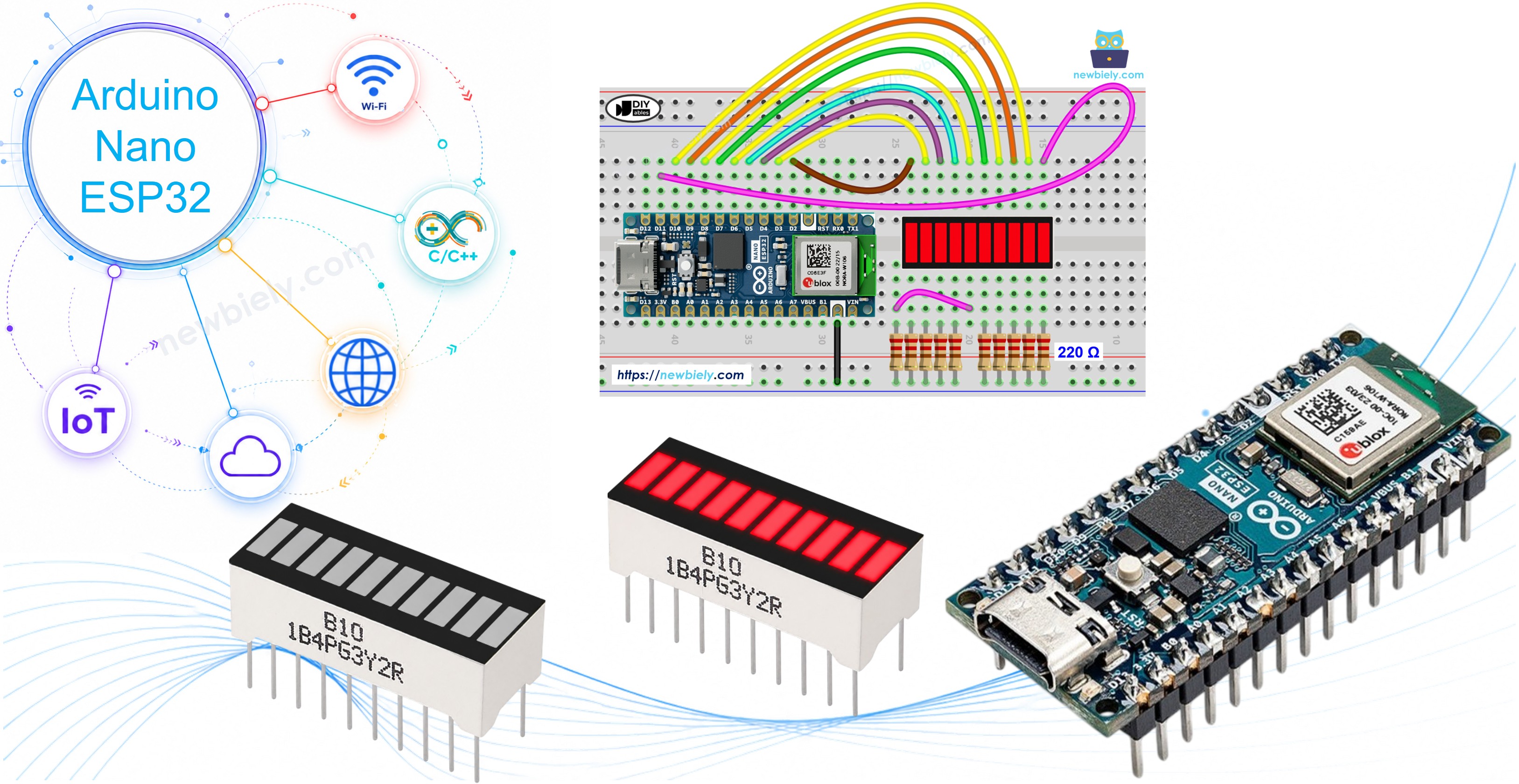 아두이노 나노 ESP32와 10 세그먼트 LED 바 그래프