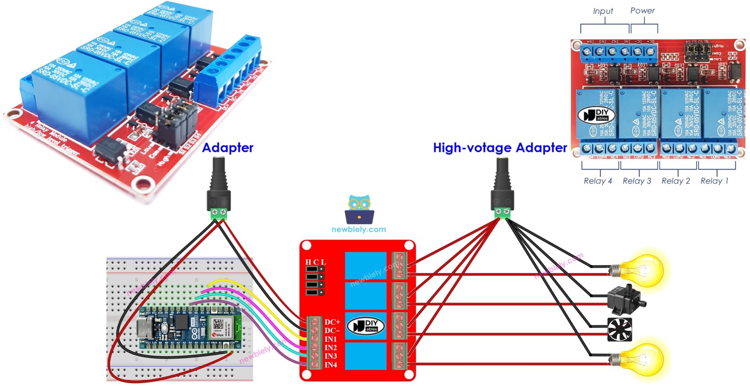 아두이노 나노 ESP32 4채널 릴레이 모듈