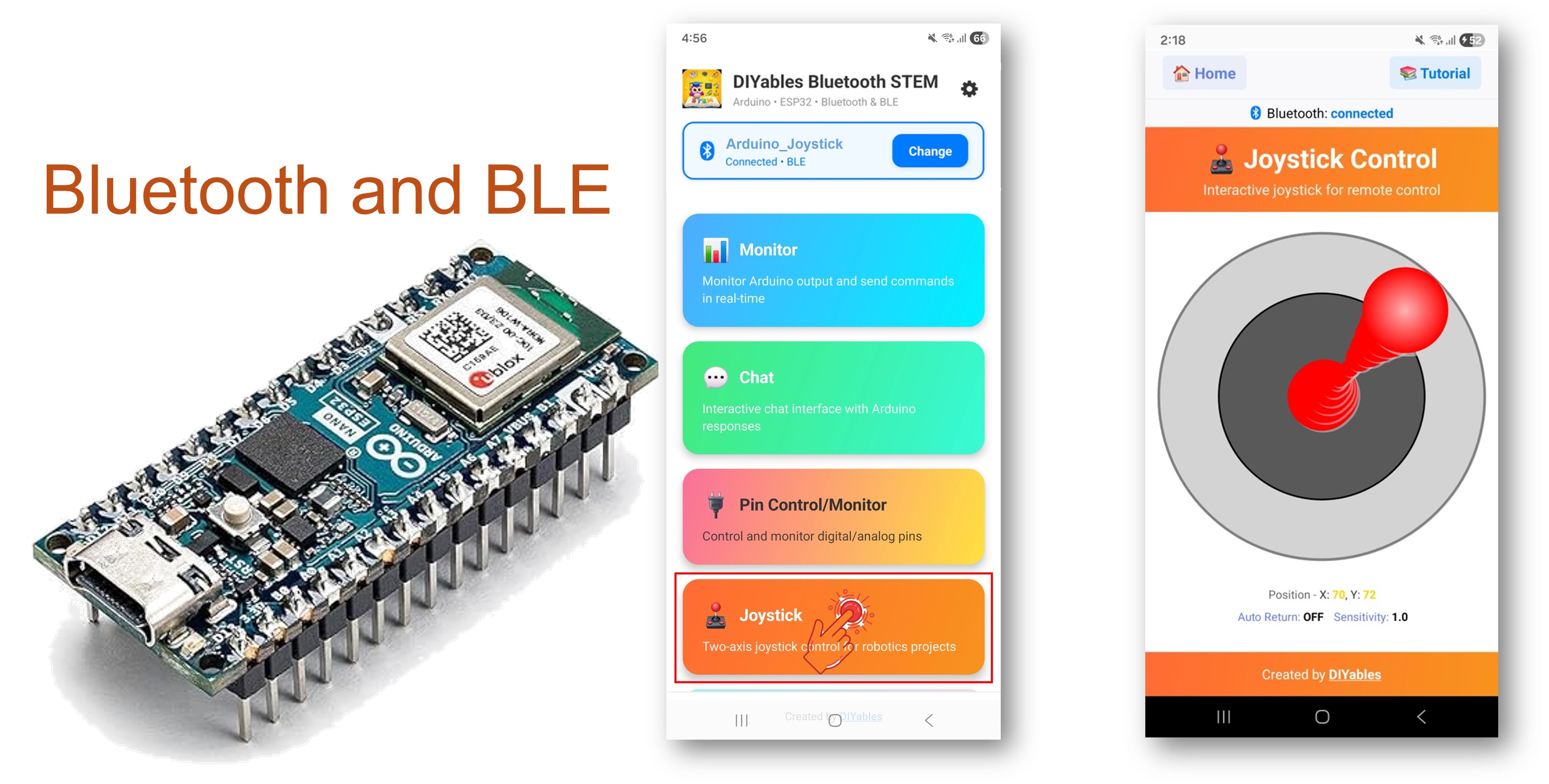 아두이노 나노 ESP32 블루투스 조이스틱 예제 - BLE를 통한 2d 방향 제어 튜토리얼