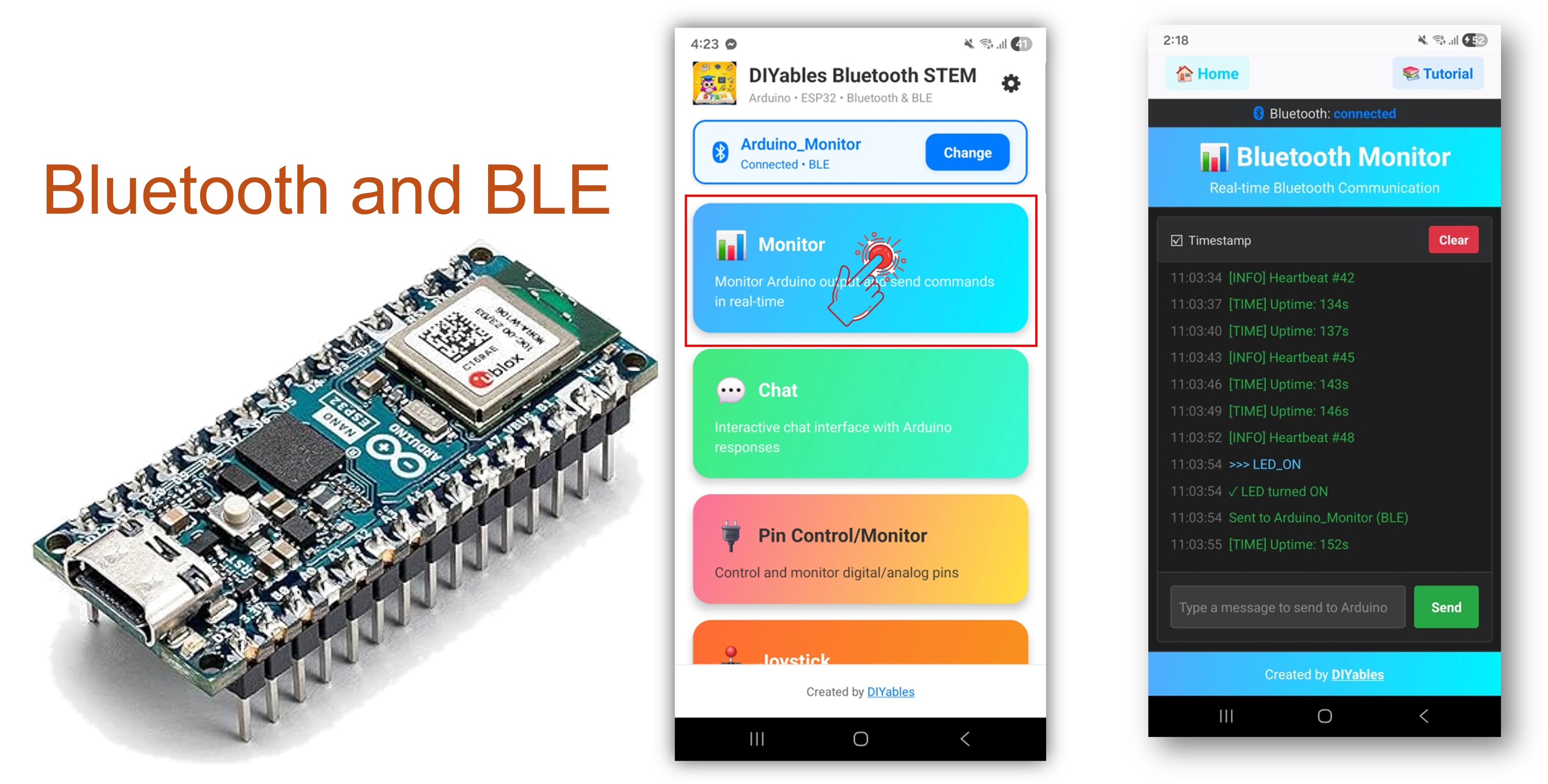 아두이노 나노 ESP32 블루투스 모니터 예제 - BLE를 통한 무선 시리얼 모니터 튜토리얼