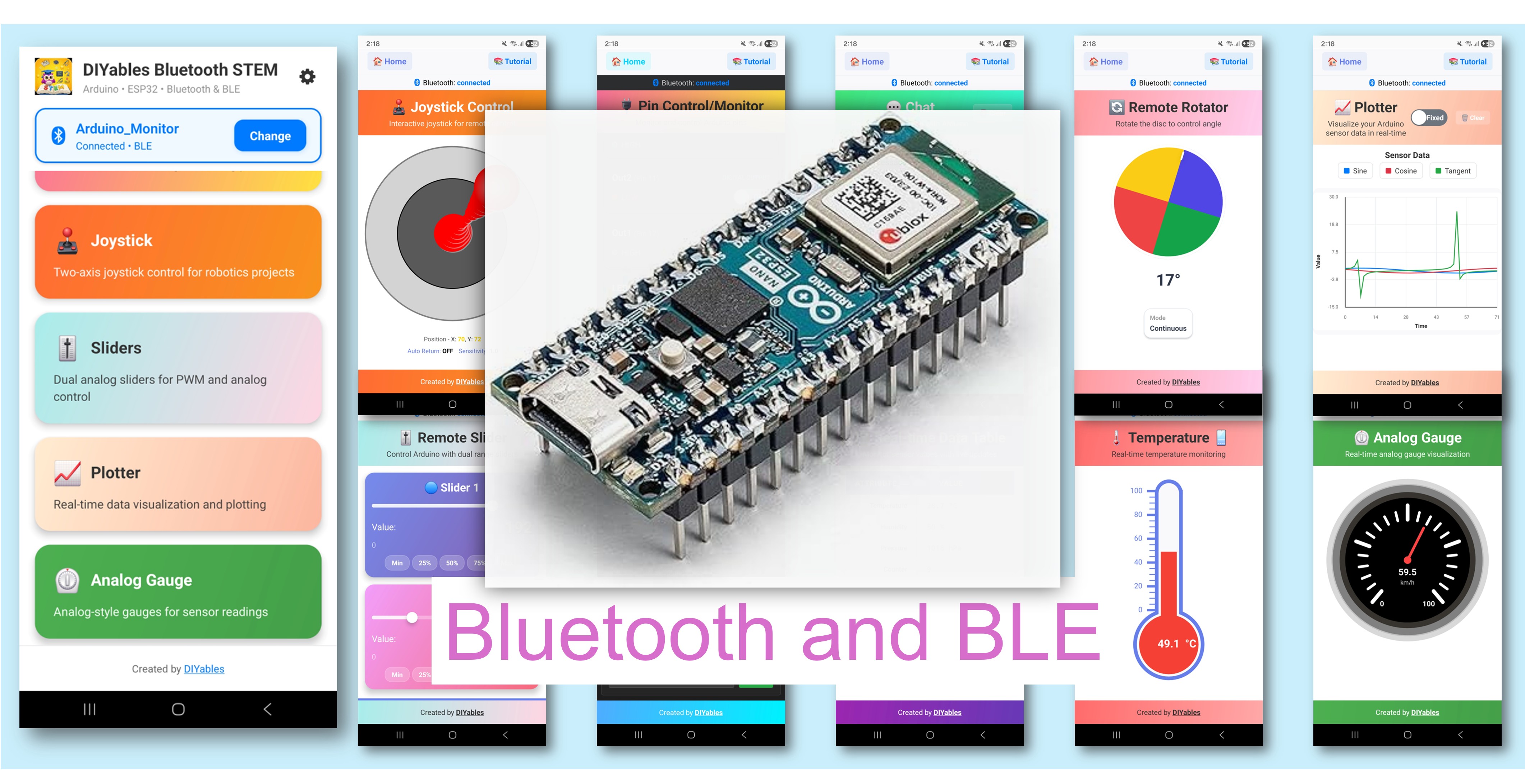 아두이노 나노 ESP32 블루투스 다중 앱 예제 - 올인원 BLE 튜토리얼