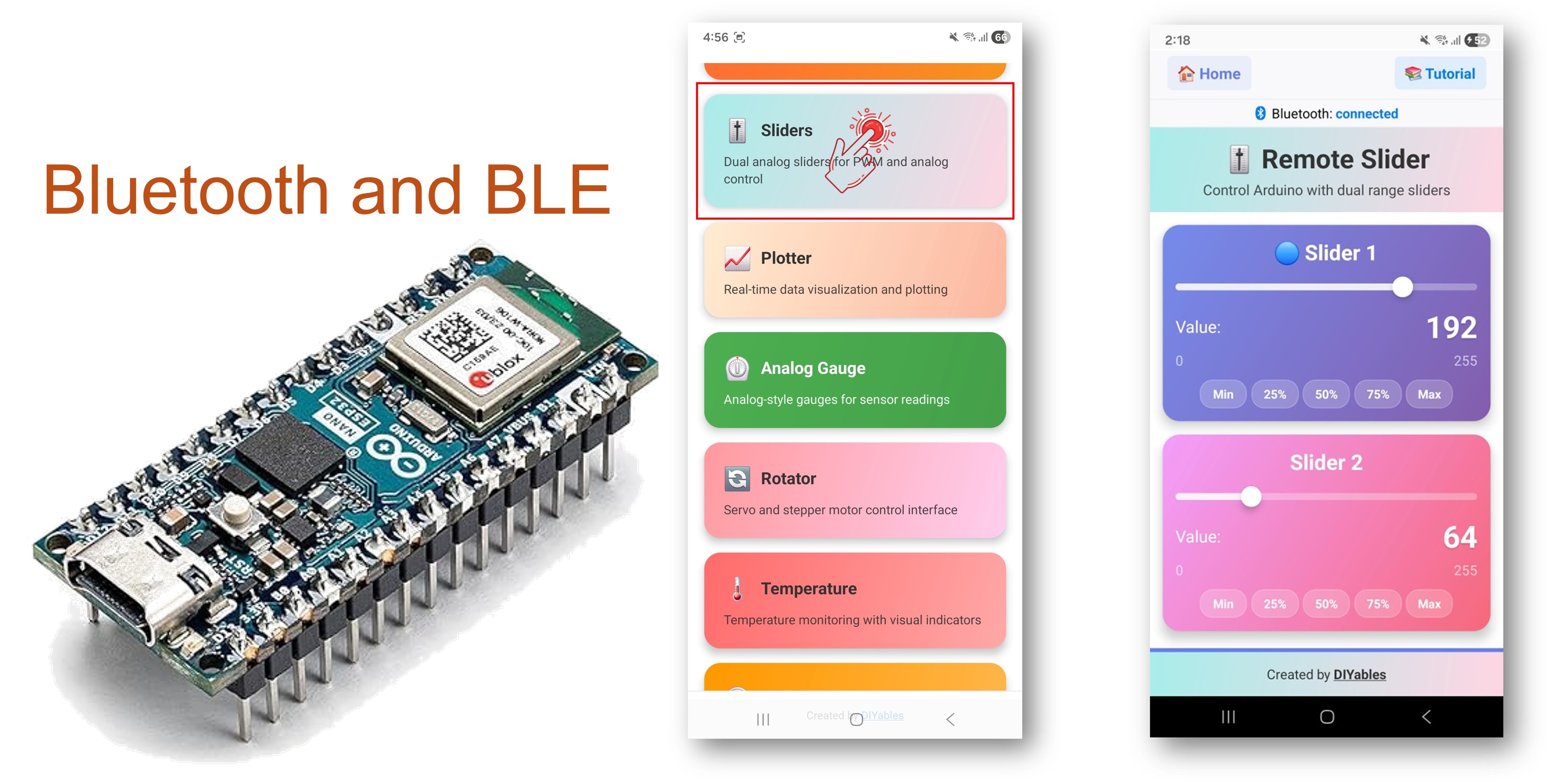 아두이노 나노 ESP32 블루투스 슬라이더 예제 - BLE를 통한 듀얼 슬라이더 제어 튜토리얼