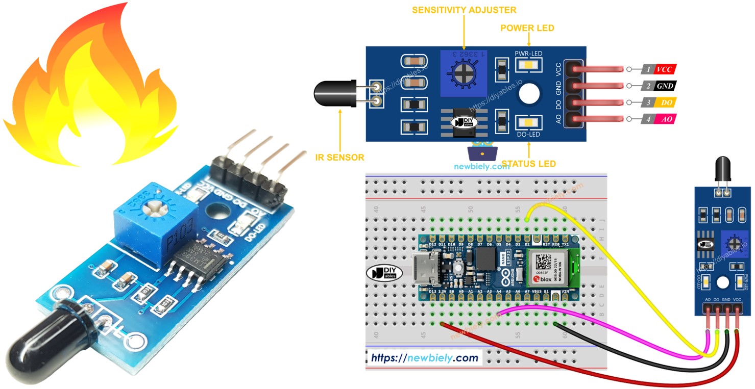 아두이노 나노 esp32 화염 센서