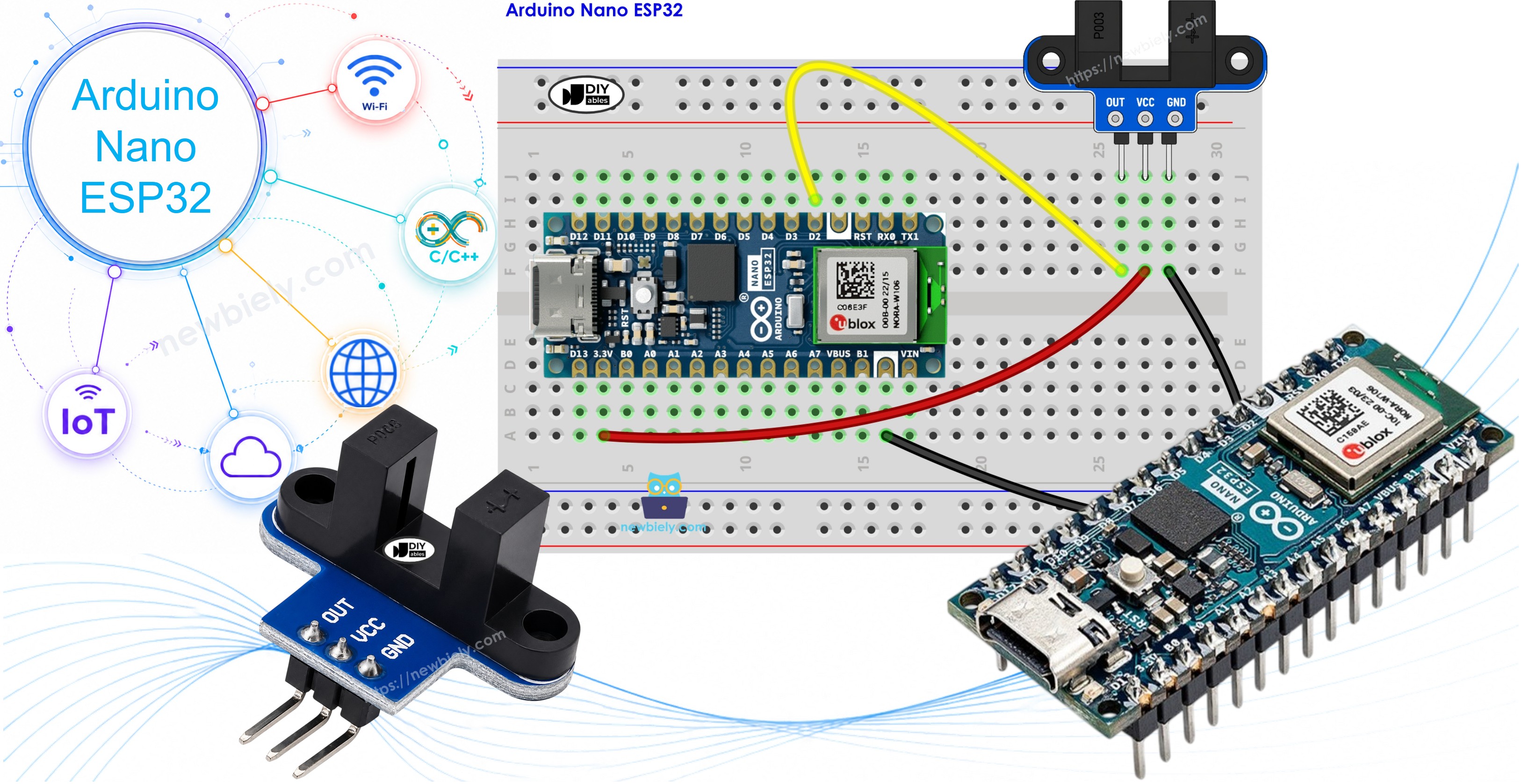 아두이노 나노 ESP32와 ir 슬롯형 광학 속도 센서