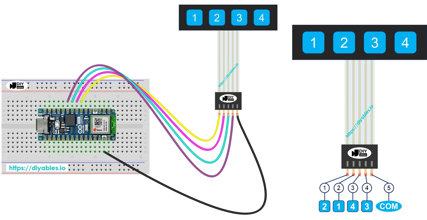 아두이노 나노 ESP32 키패드 1x4