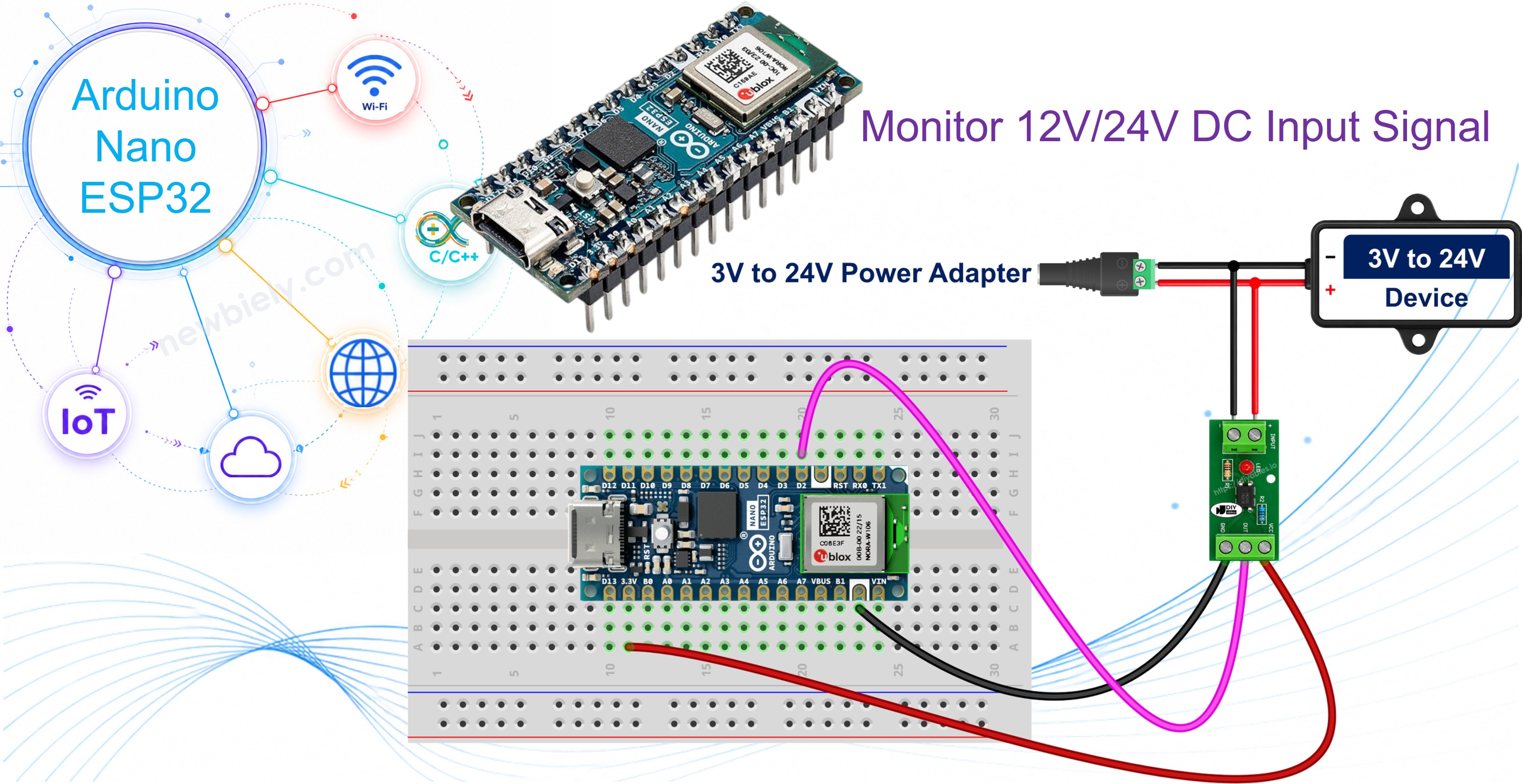 절연된 12v 및 24v 디지털 입력을 위한 아두이노 나노 ESP32와 pc817 옵토커플러