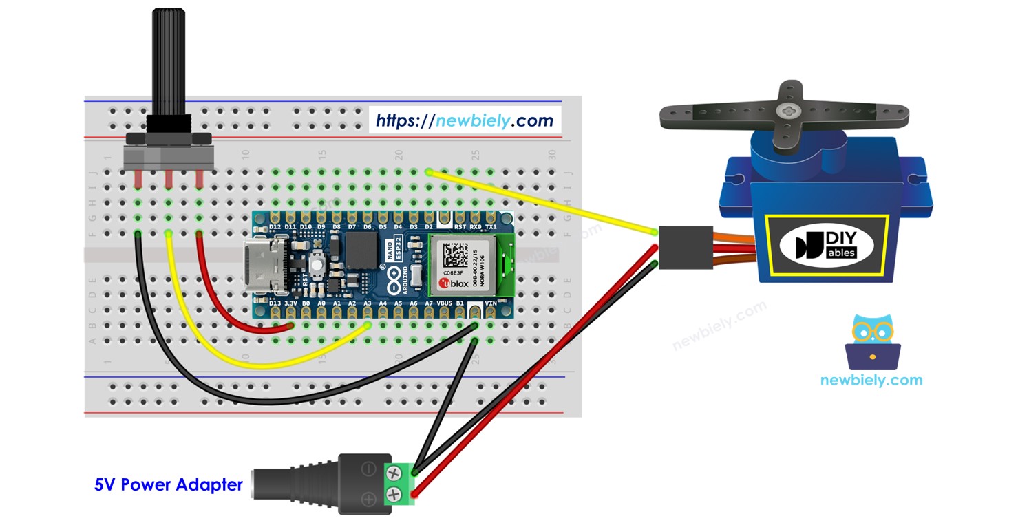 아두이노 나노 ESP32 포텐쇼미터 서보 모터 Arduino Nano ESP32 Potentiometer Servo
