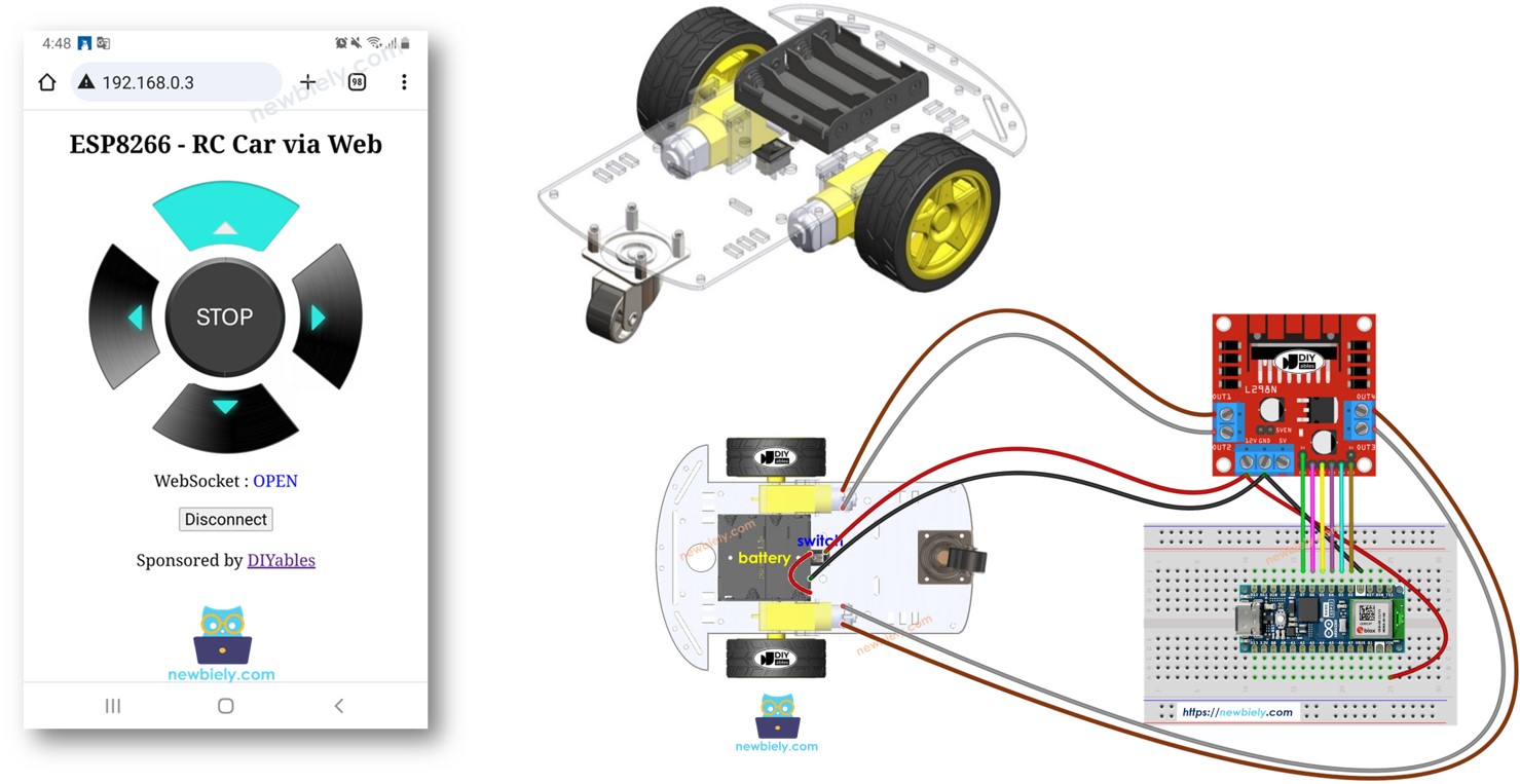 아두이노 나노 ESP32 controls 로봇 자동차 via web