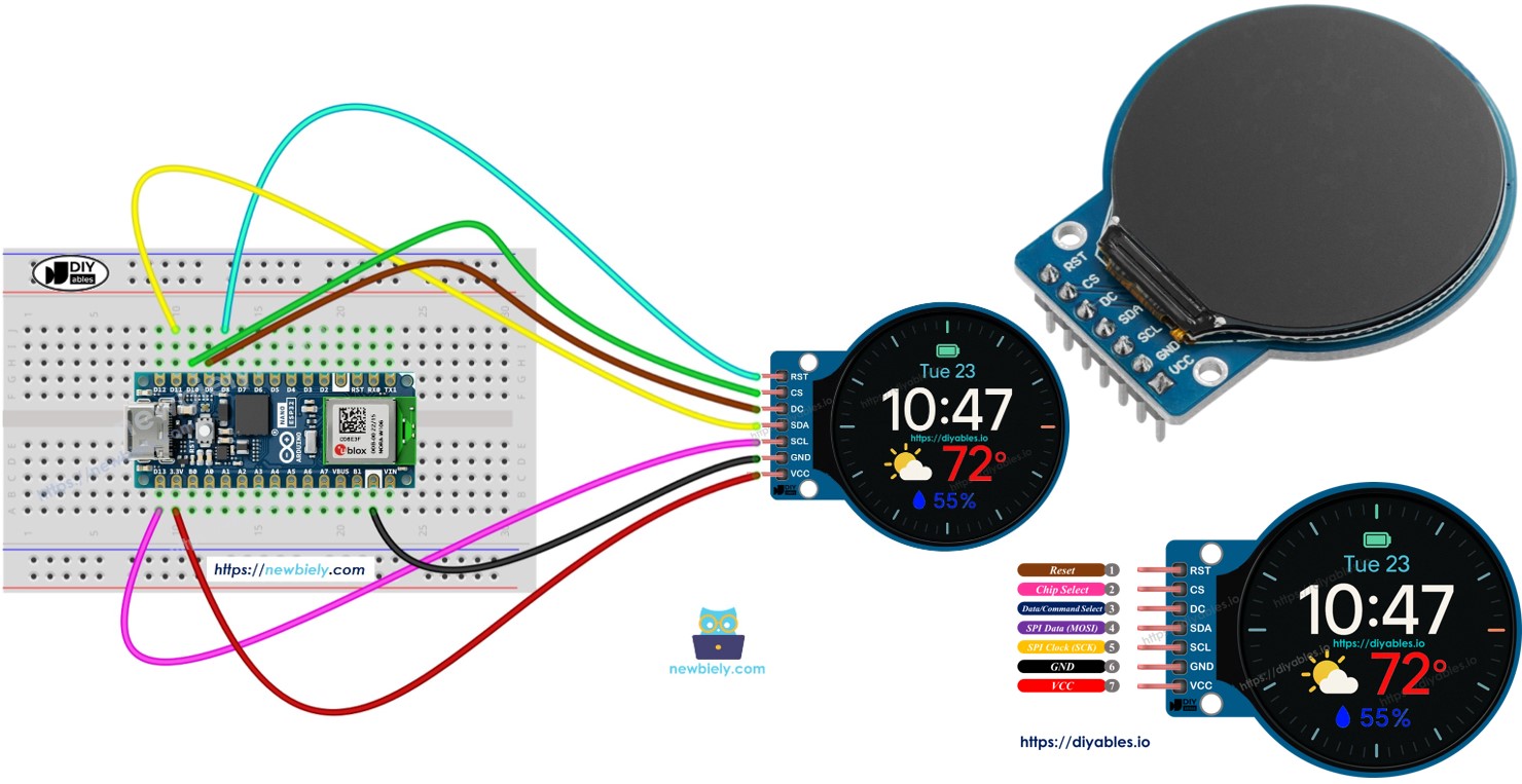 아두이노 나노 ESP32 1.28인치 원형 tft lcd 디스플레이