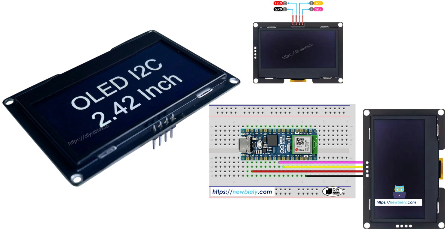 아두이노 나노 ESP32 ssd1309 oLED 128x64 디스플레이
