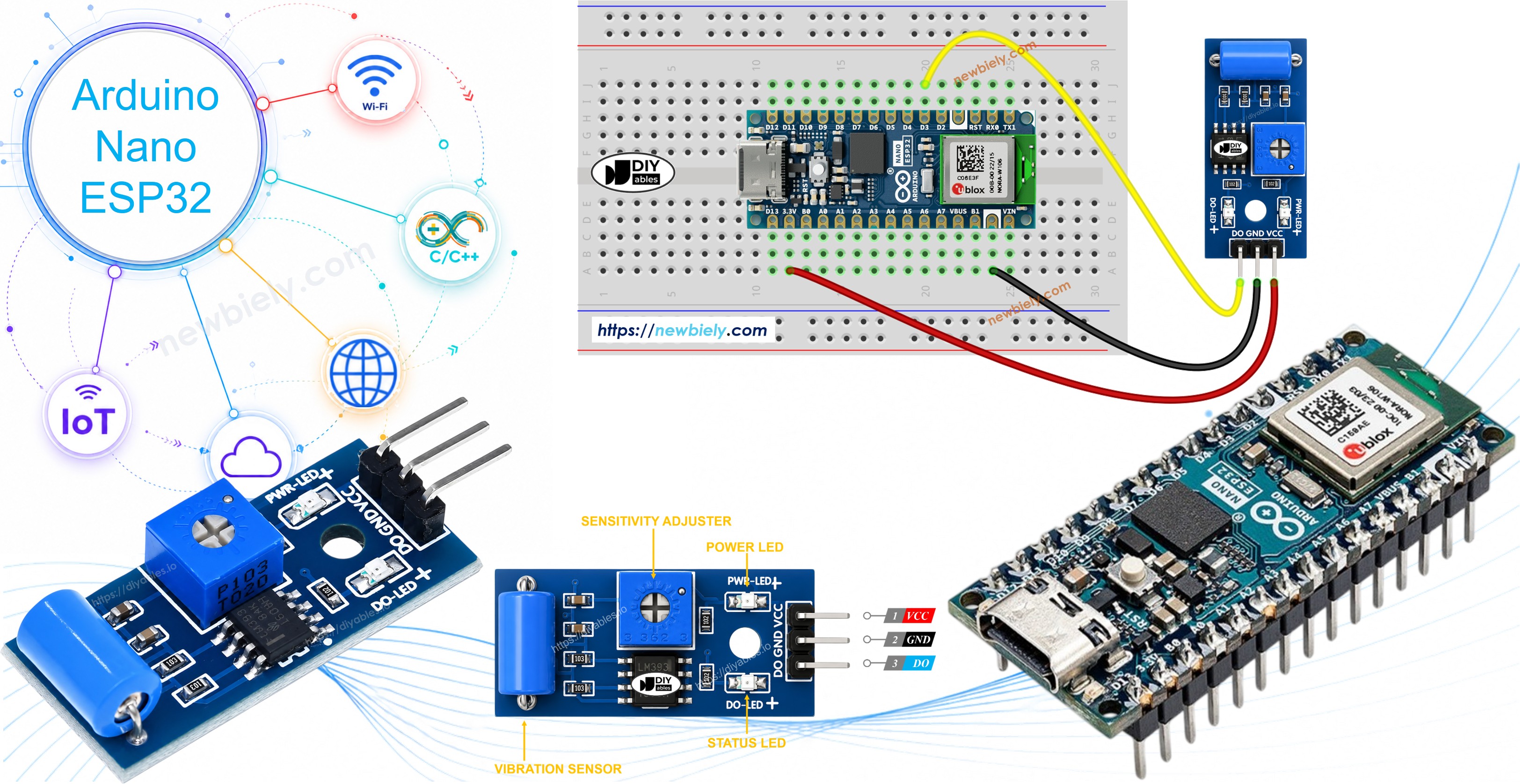 아두이노 나노 ESP32와 sw-420 진동 센서 모듈