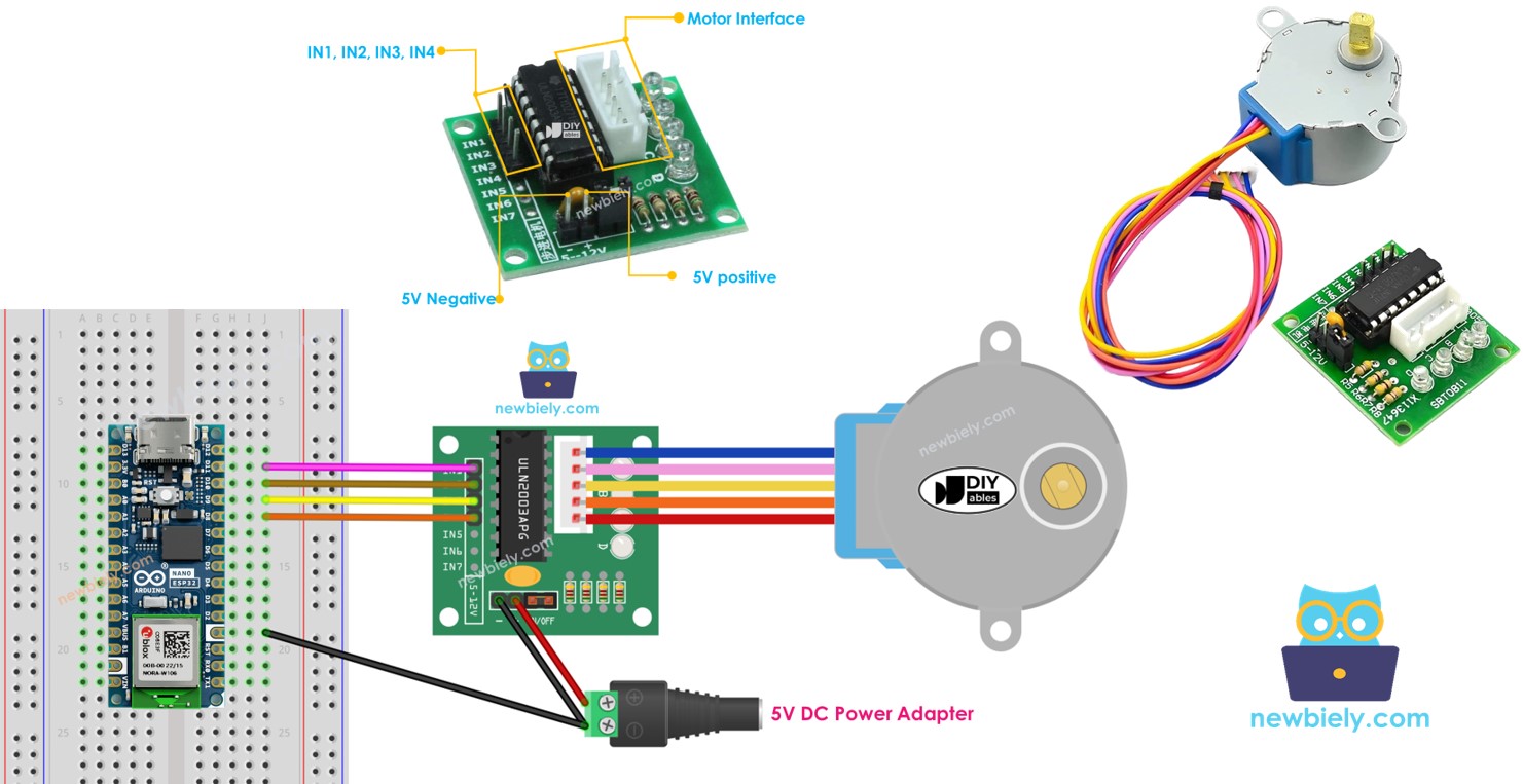 아두이노 나노 ESP32 uln2003 28byj-48 스테퍼 모터