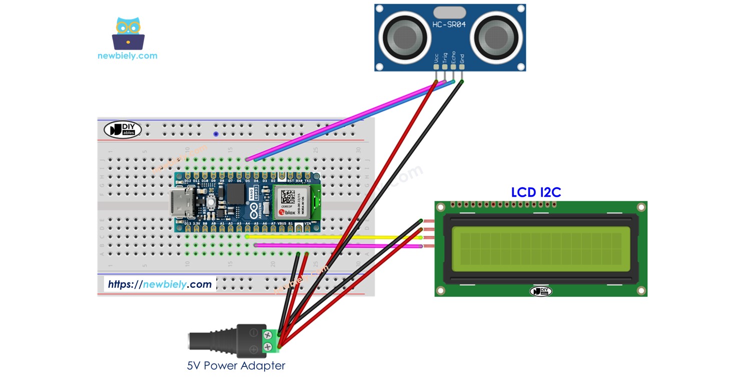 아두이노 나노 ESP32 초음파 센서 LCD