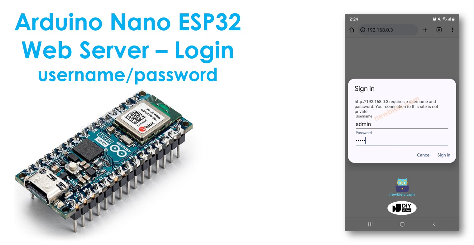 아두이노 나노 ESP32 웹 서버 username password