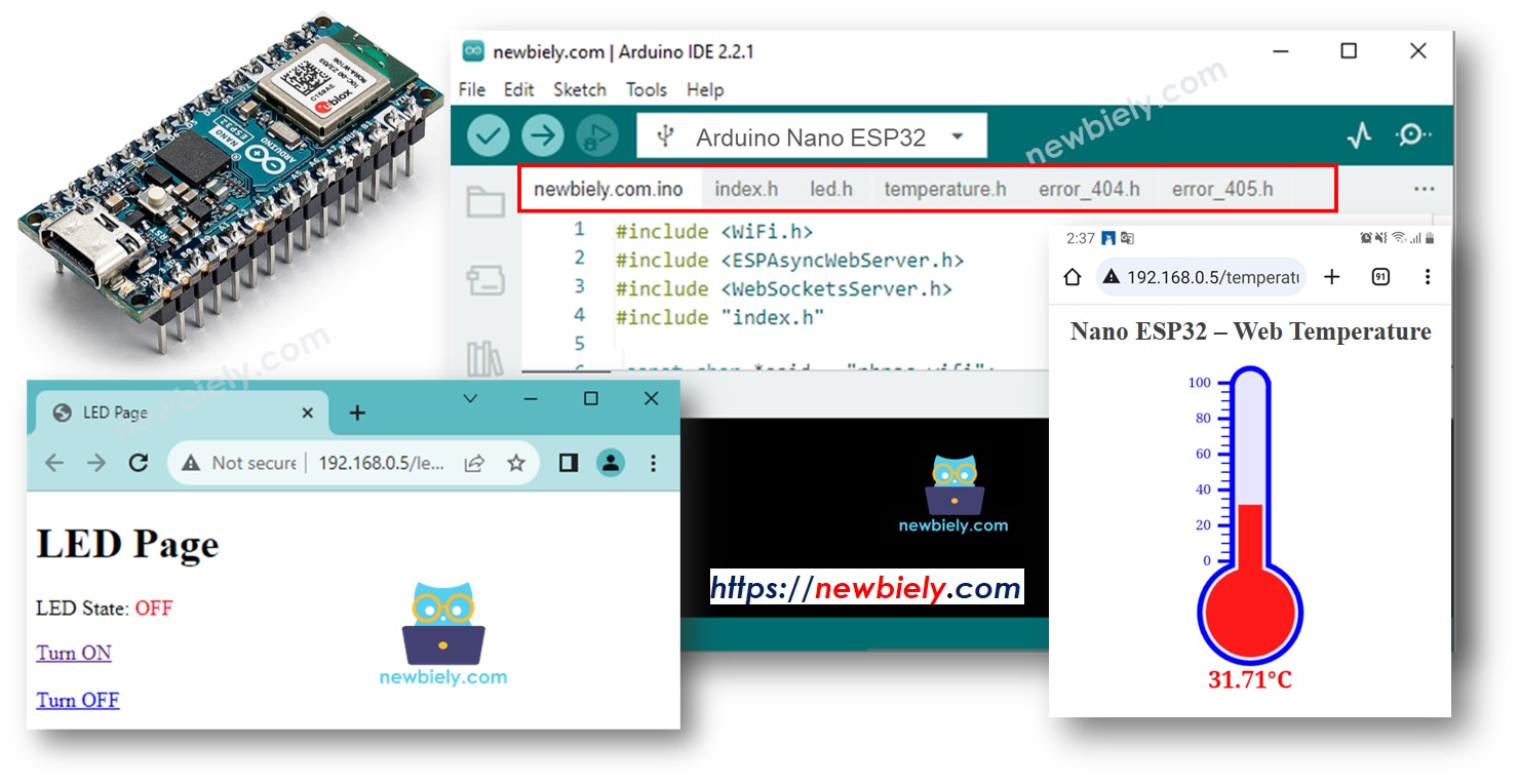 아두이노 나노 ESP32 릴레이 web browser