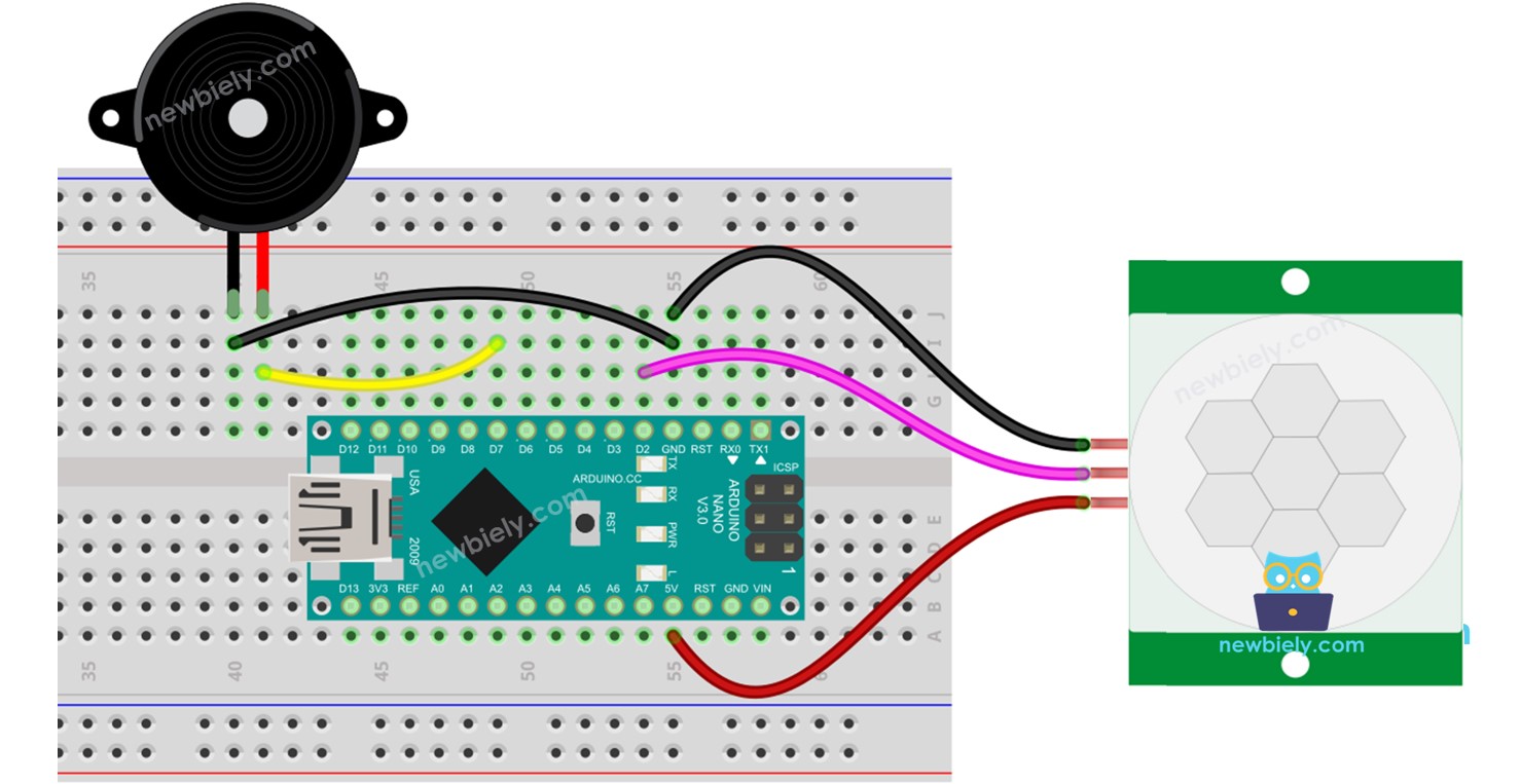 아두이노 나노 모션 센서 피에조 부저 Arduino Nano Motion Sensor Piezo Buzzer