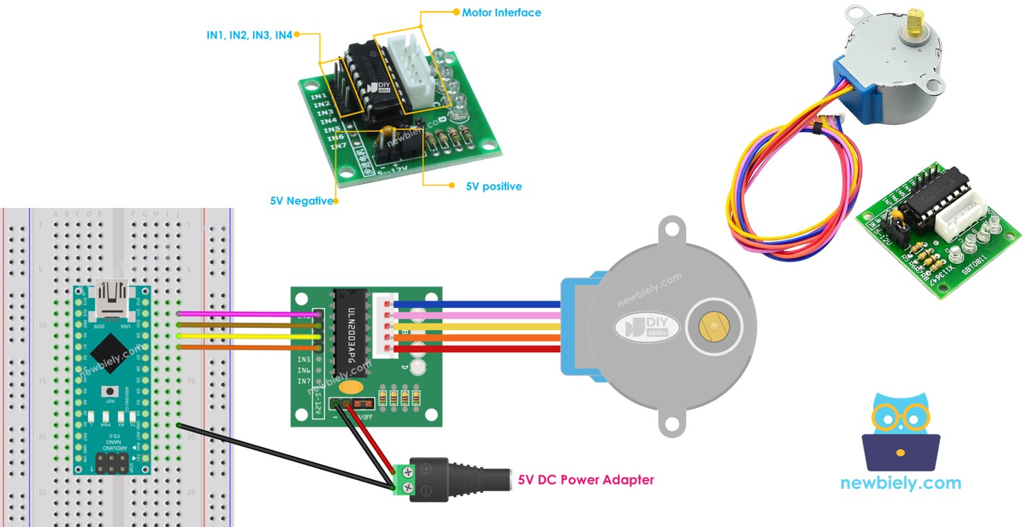 Arduino Nano ULN2003 28BYJ-48 stepper motor