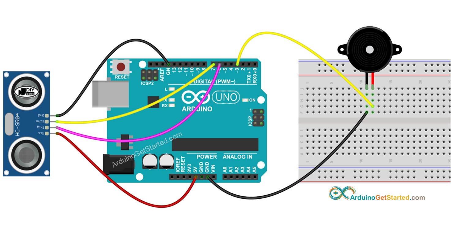 아두이노 초음파 센서 피에조 부저 Arduino Ultrasonic Sensor Piezo Buzzer