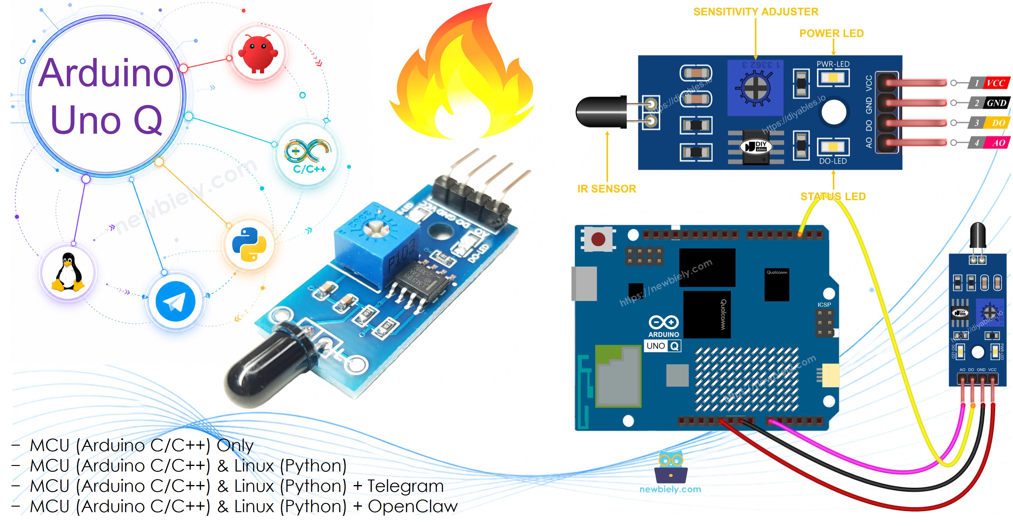 Arduino UNO Q 화염 센서