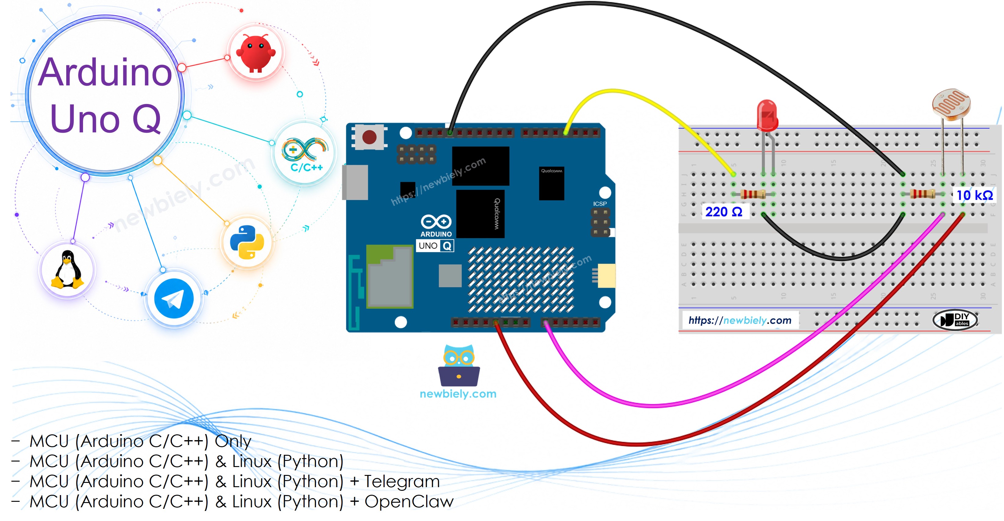 Arduino UNO Q 광 센서 controls LED