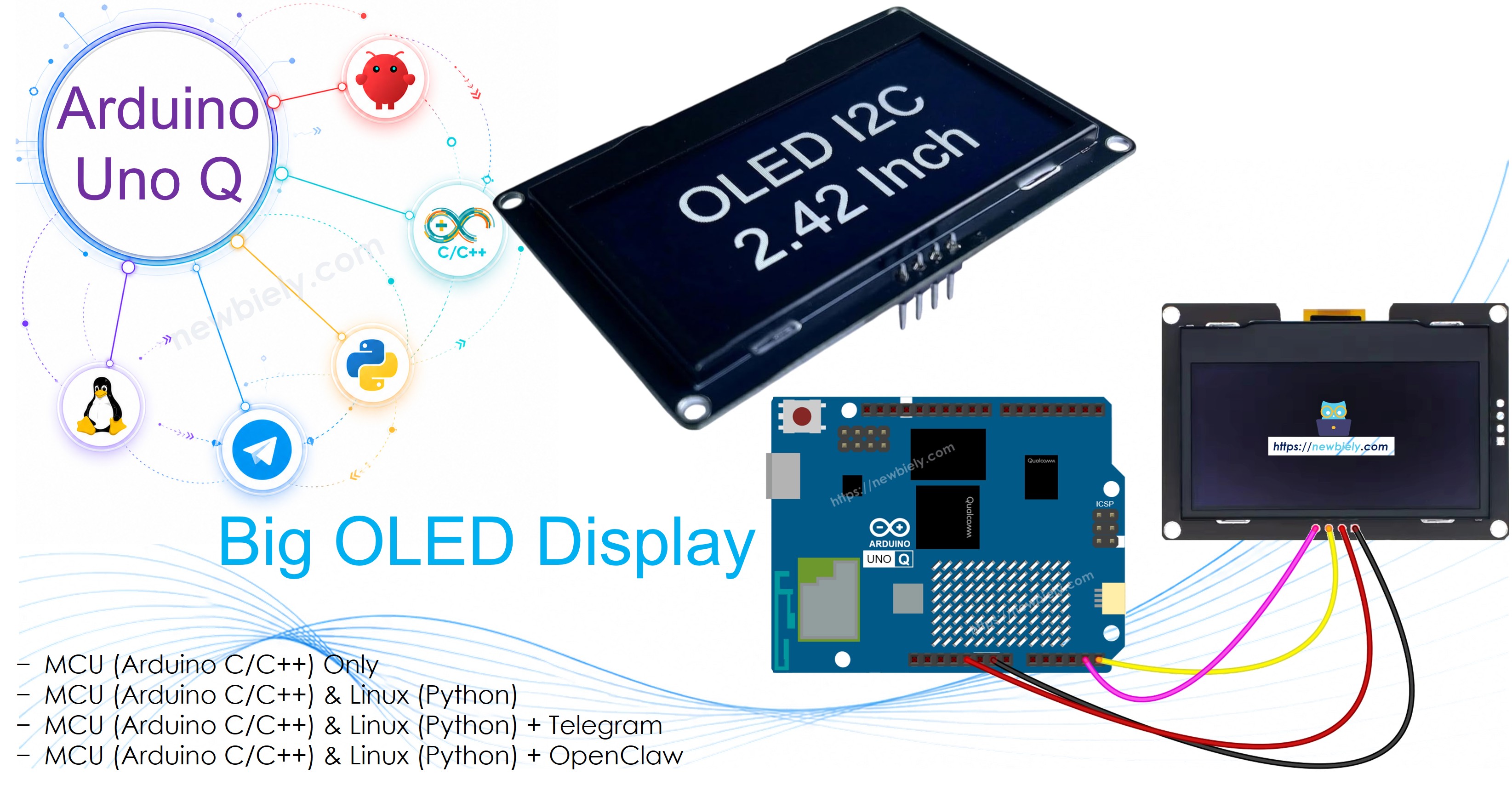 Arduino UNO Q - ssd1309 oLED 디스플레이 2.42 inch