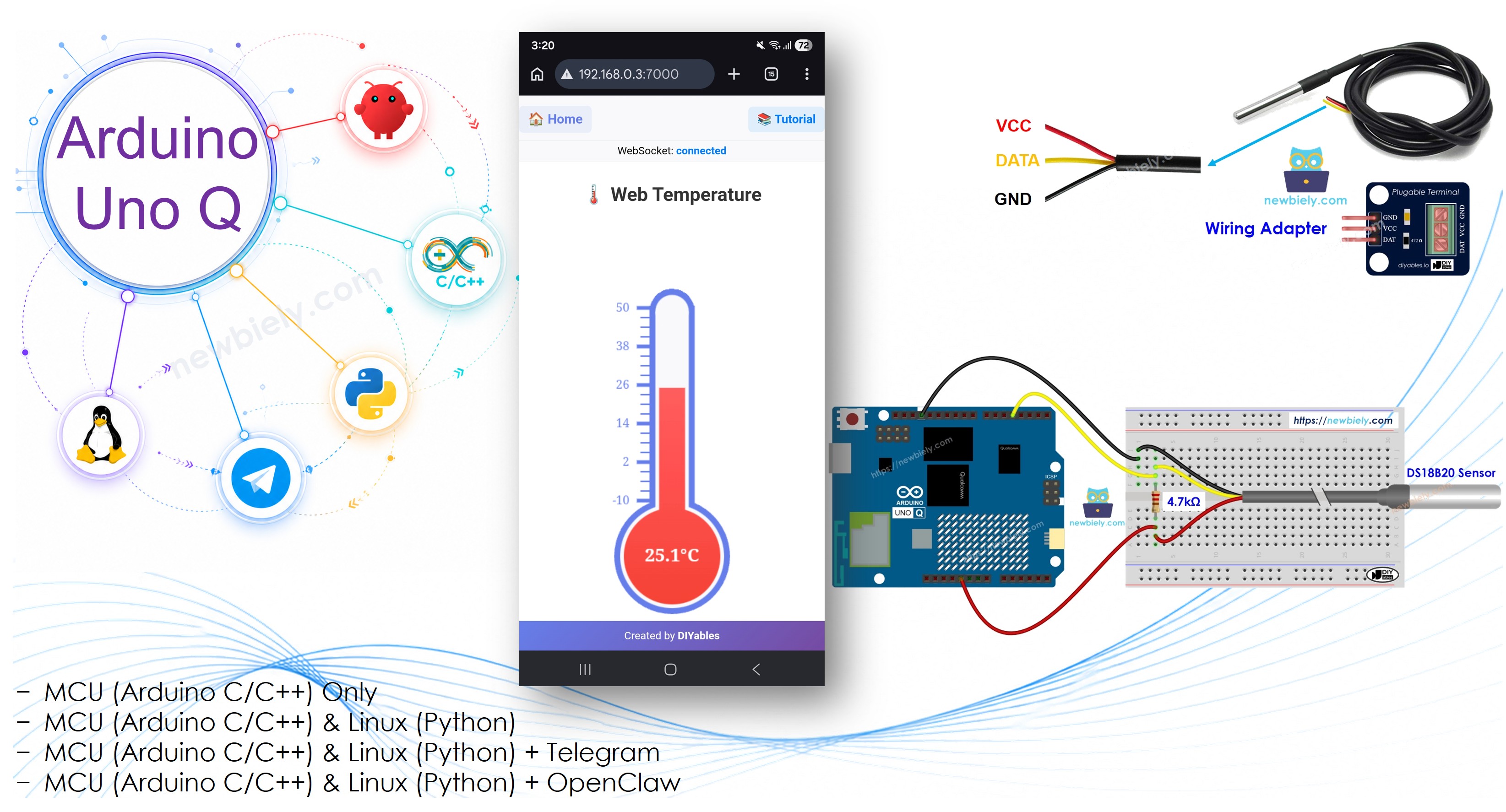Arduino UNO Q 웹 브라우저에서 실시간 온도 모니터링