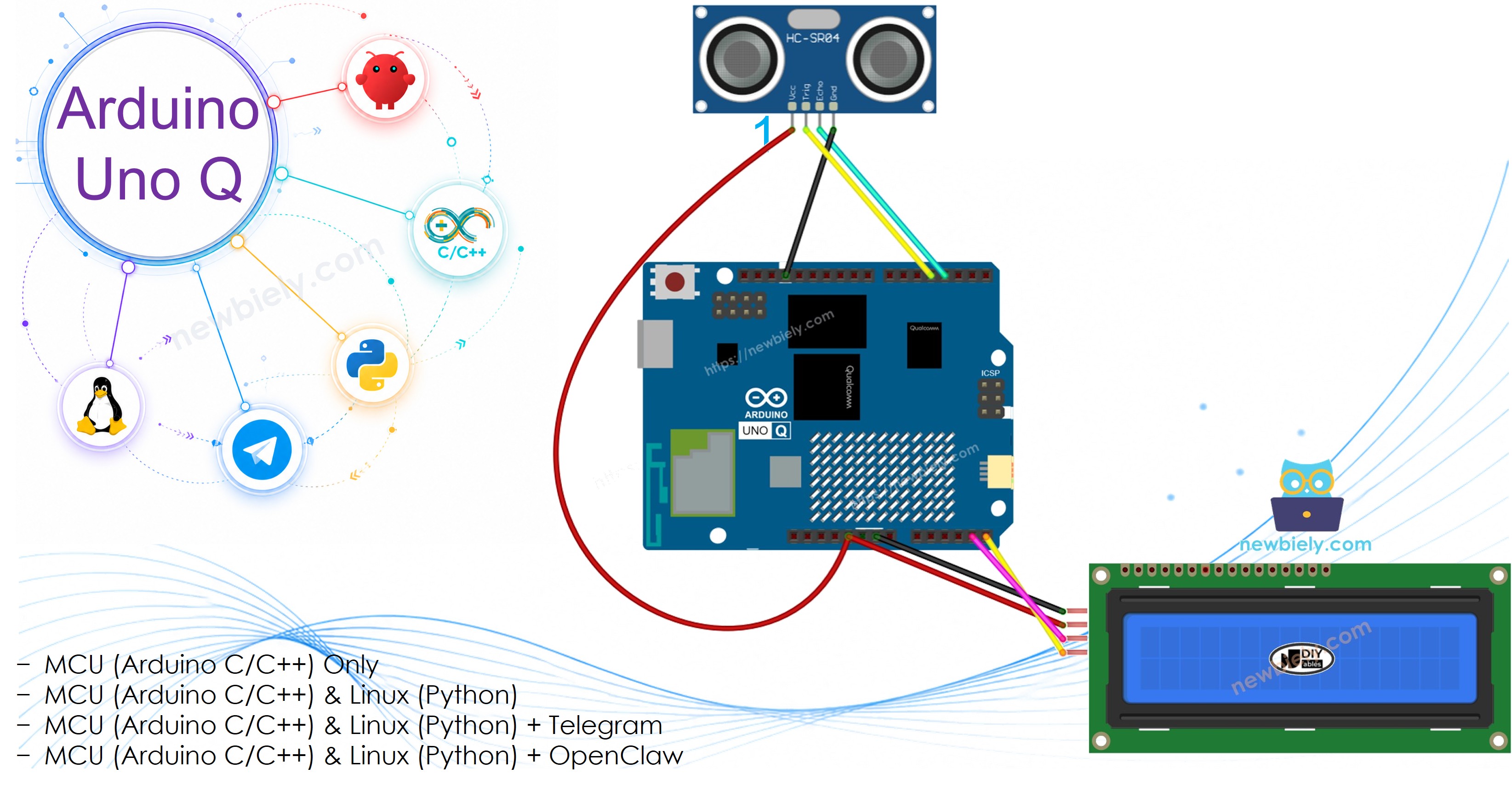 Arduino UNO Q 초음파 센서 lcd i2c