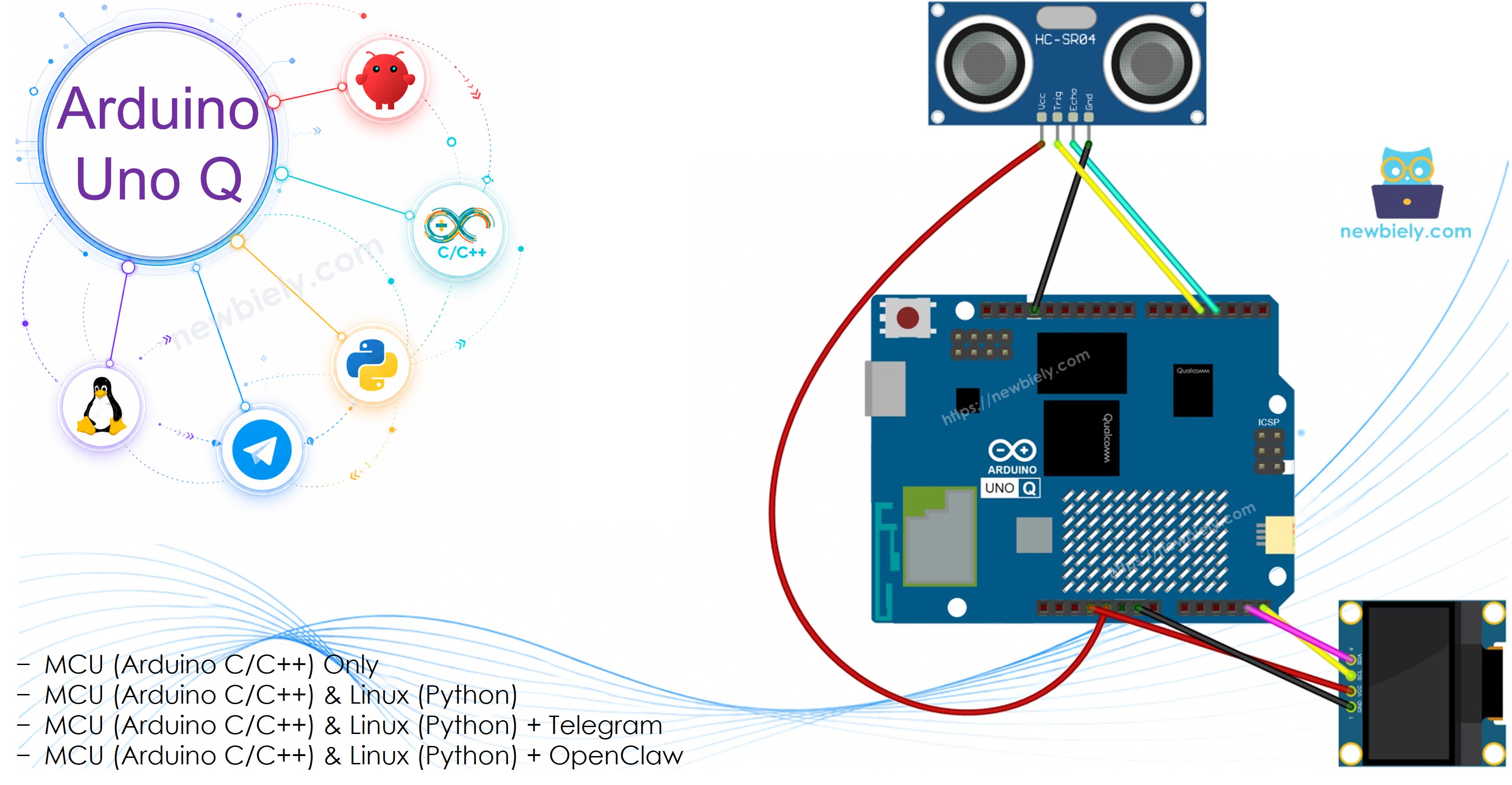 Arduino UNO Q 초음파 센서 oLED