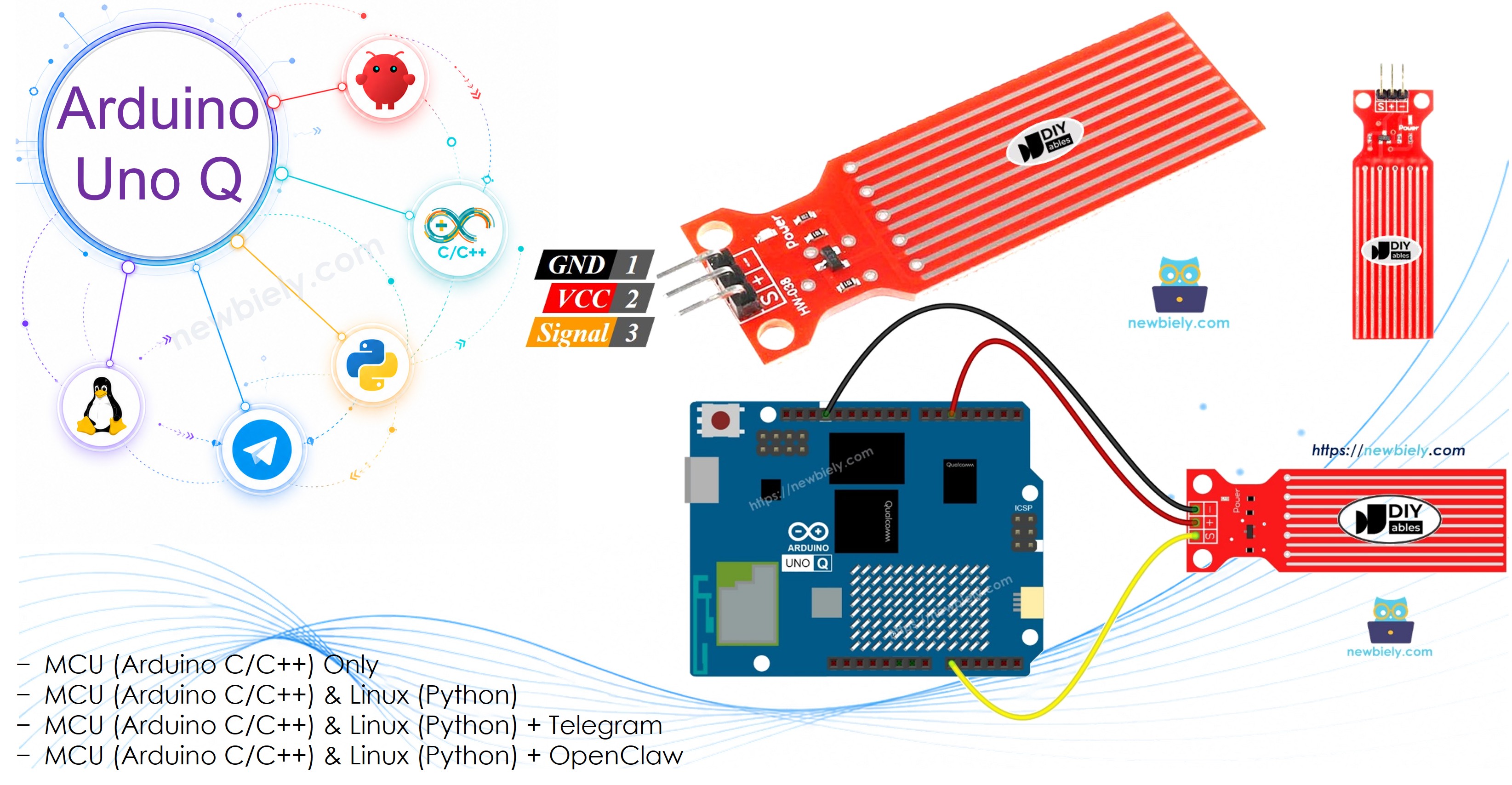 Arduino UNO Q water sensor