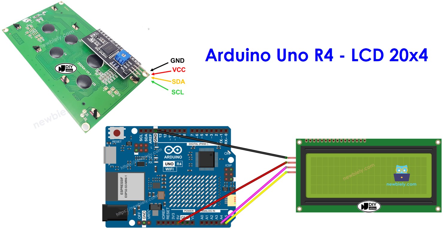 아두이노 UNO R4 및 LCD I2C 20x4