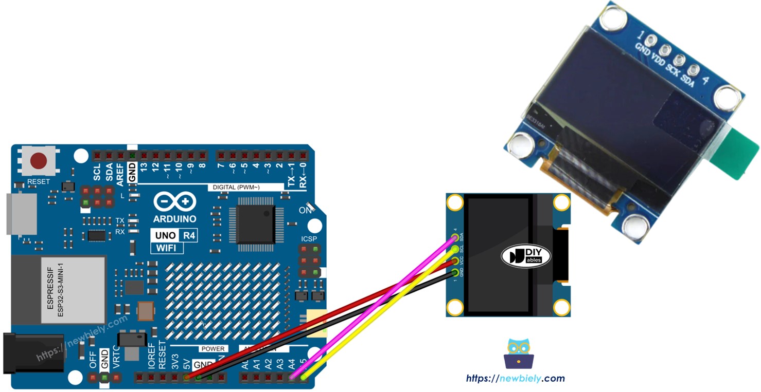 아두이노 UNO R4 OLED I2C 디스플레이