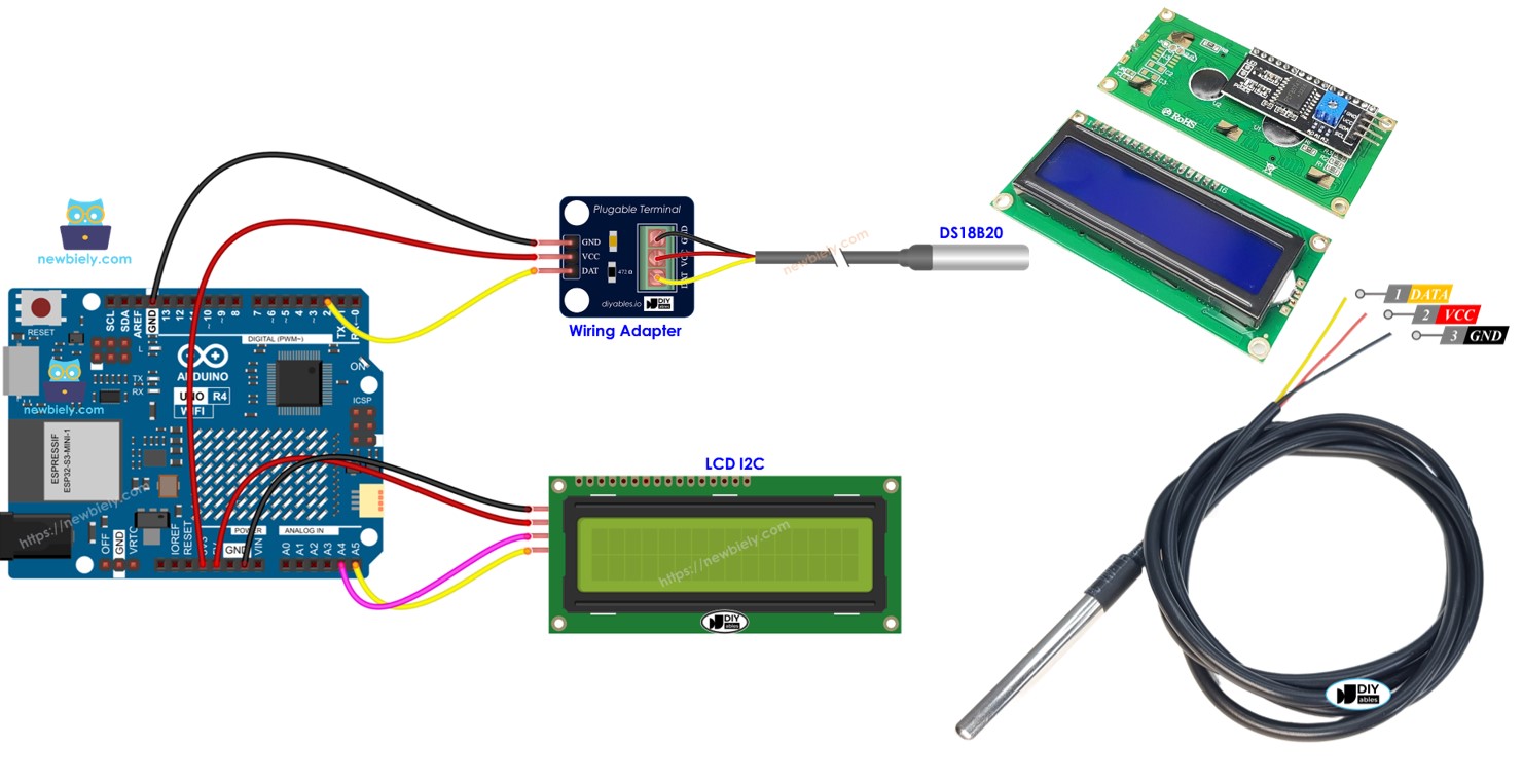 아두이노 UNO R4 온도 센서 LCD I2C