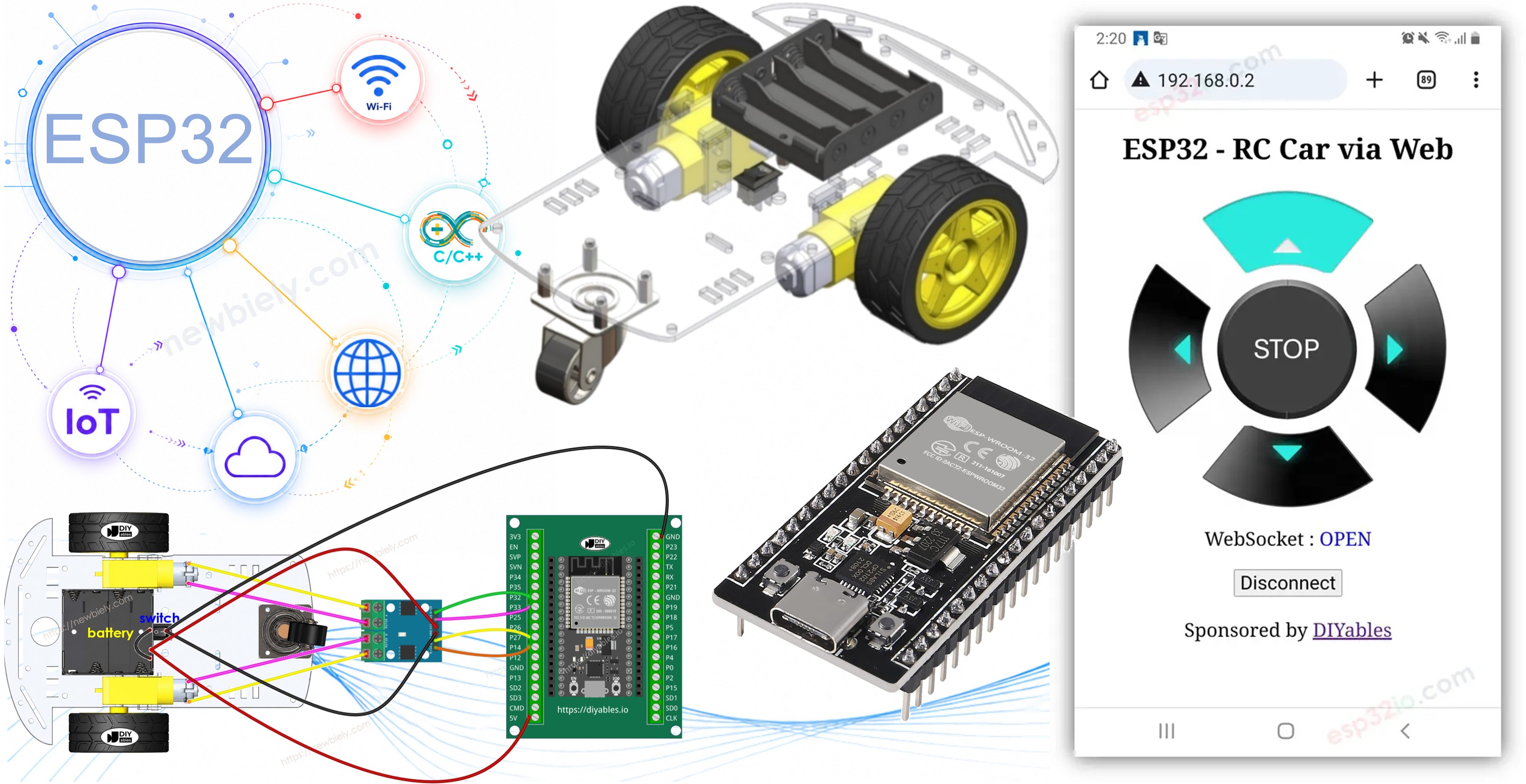ESP32 controls 로봇 자동차 via web