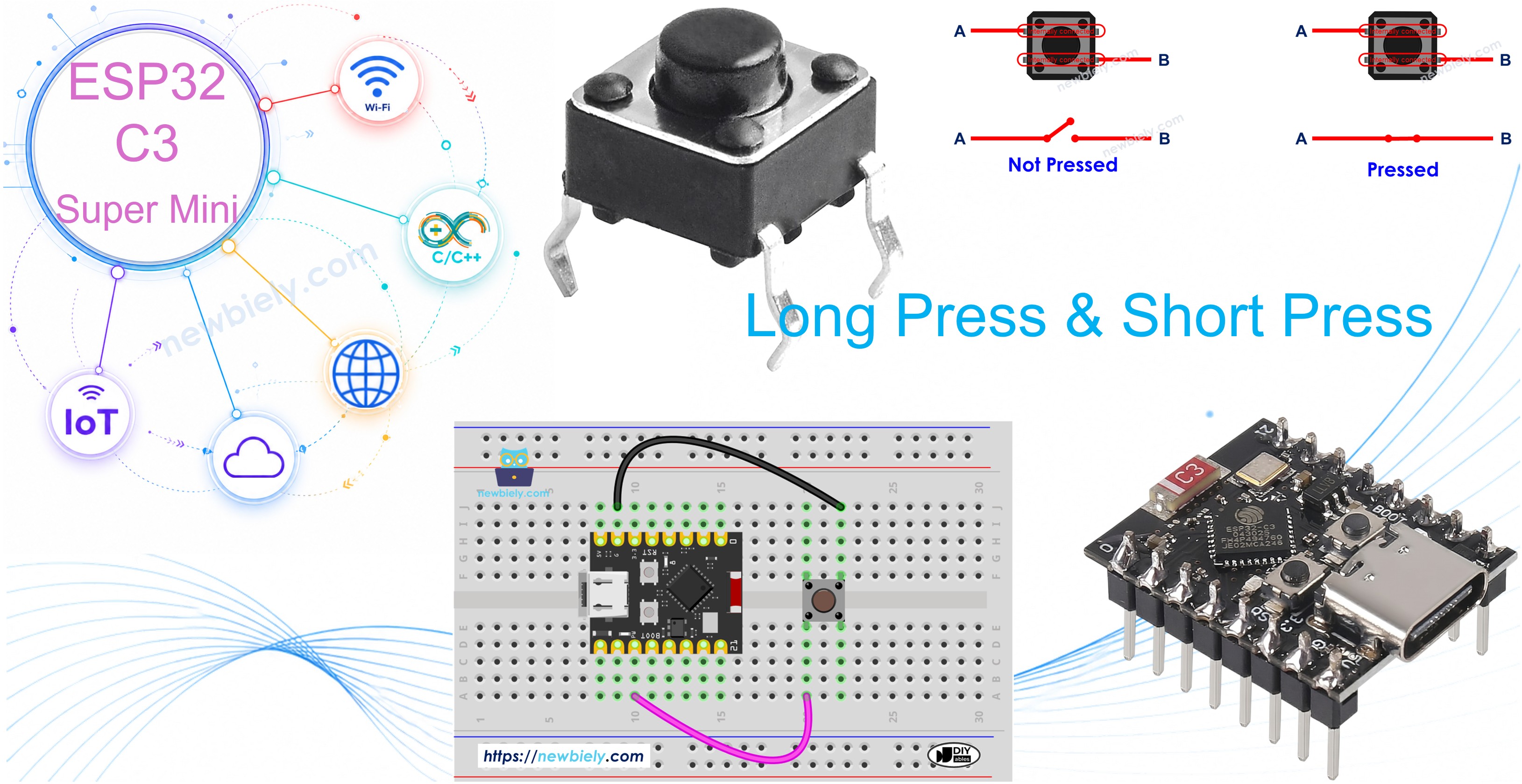 ESP32 C3 Super Mini - 버튼 - 긴 누르기 짧은 누르기