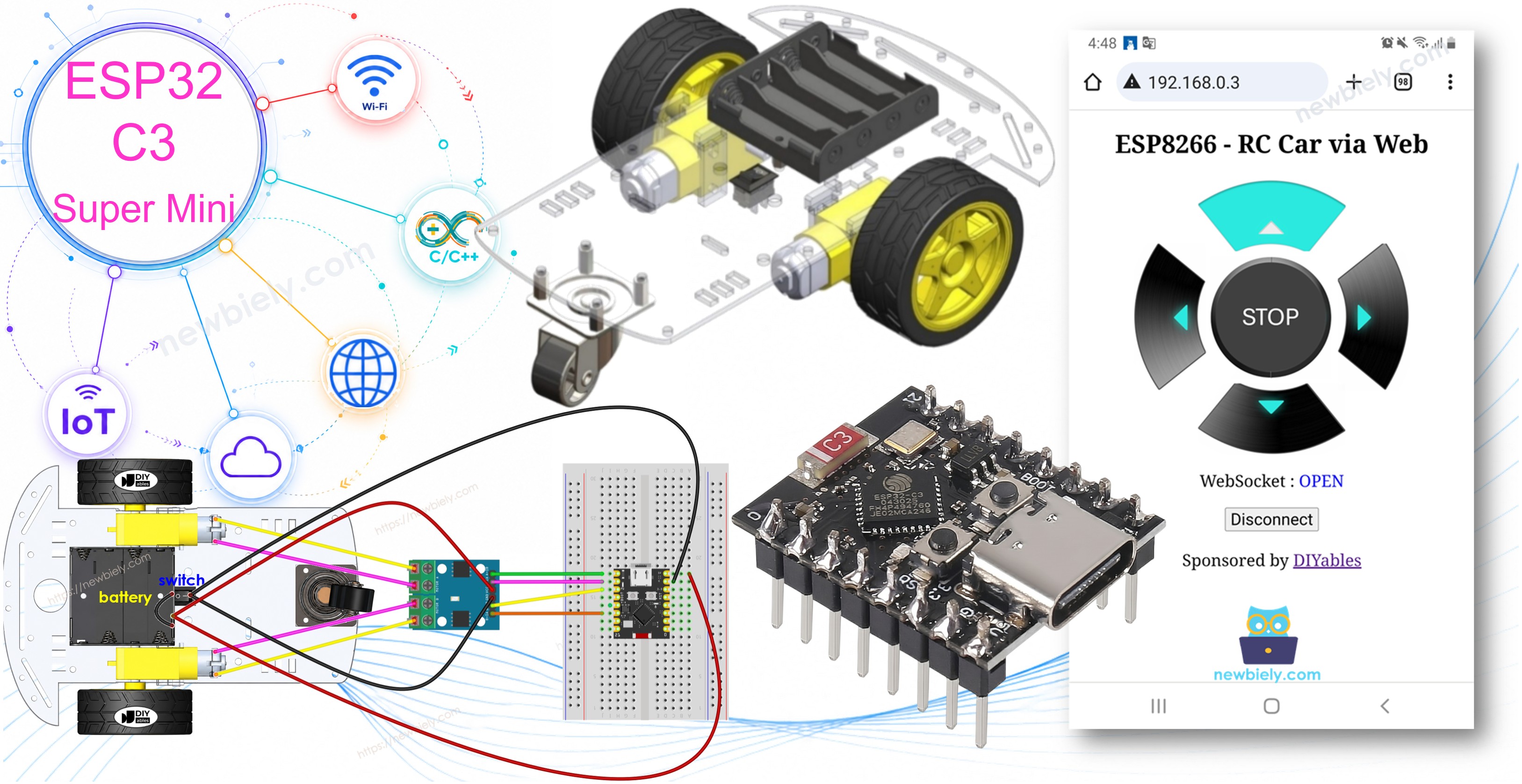 ESP32 C3 Super Mini - 웹으로 자동차 제어하기