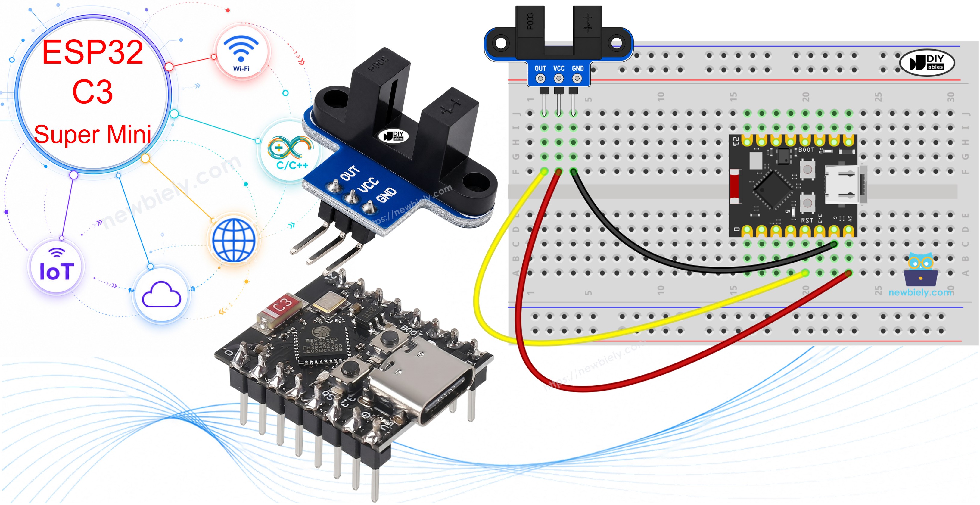 ESP32 C3 Super Mini ir 슬롯형 광학 속도 센서