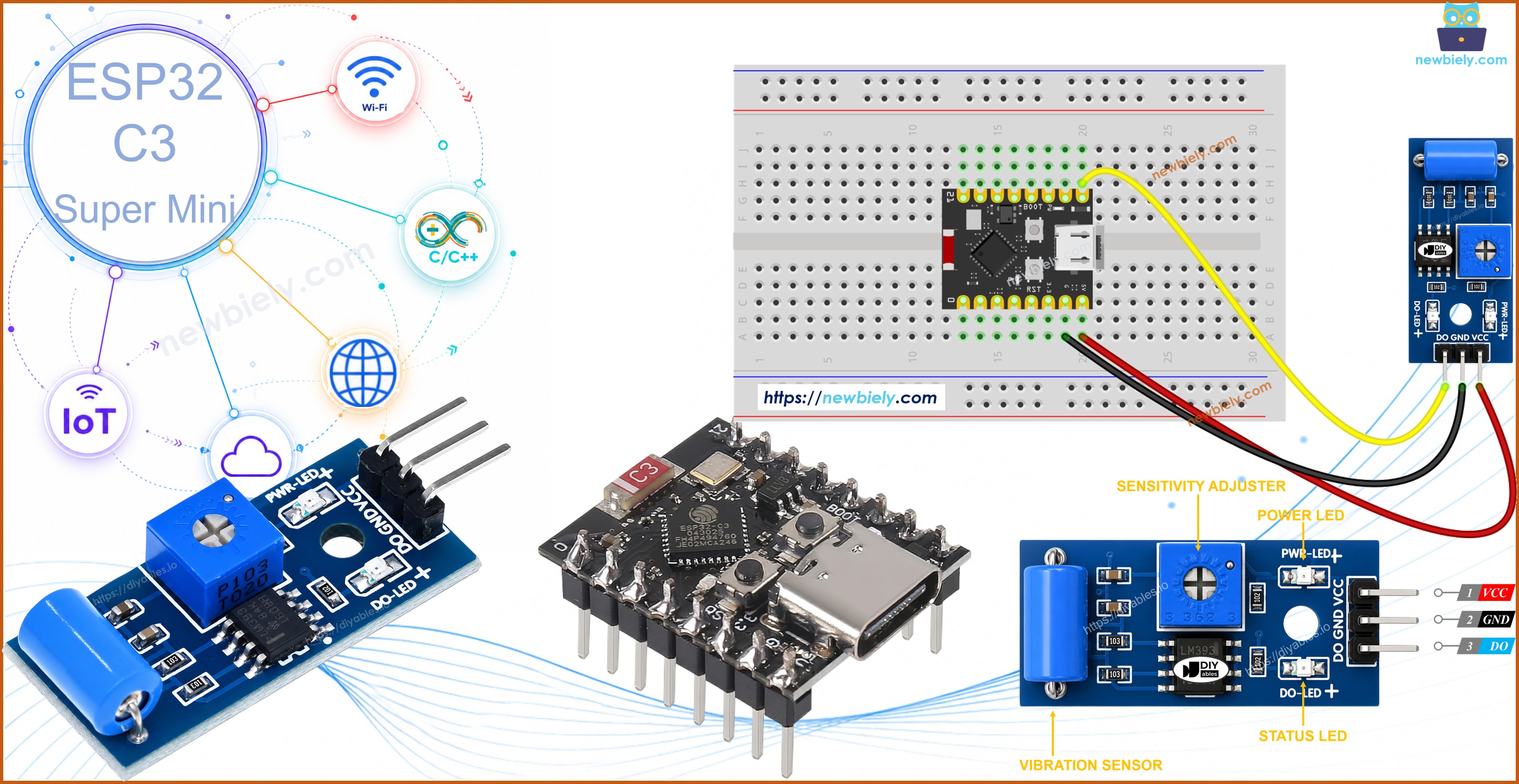 ESP32 C3 Super Mini sw-420 진동 센서