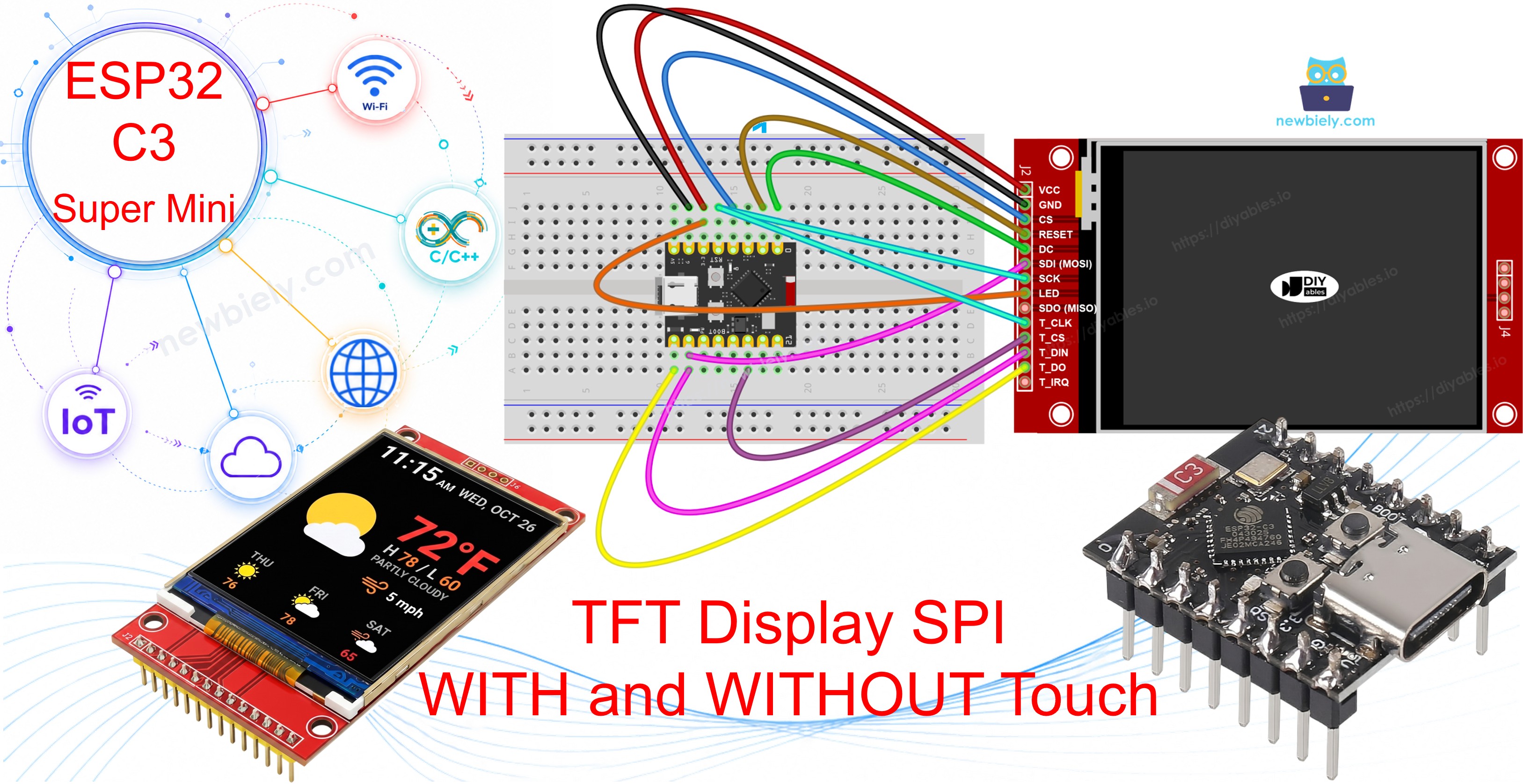 ESP32 C3 Super Mini tft lcd 터치 디스플레이 spi