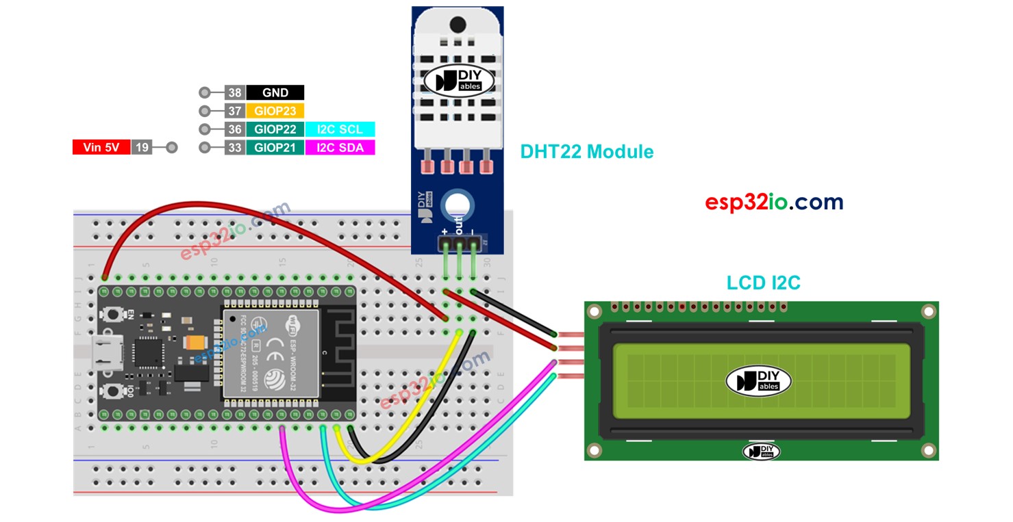 ESP32 - DHT22 - LCD | ESP32 - DHT22 - LCD