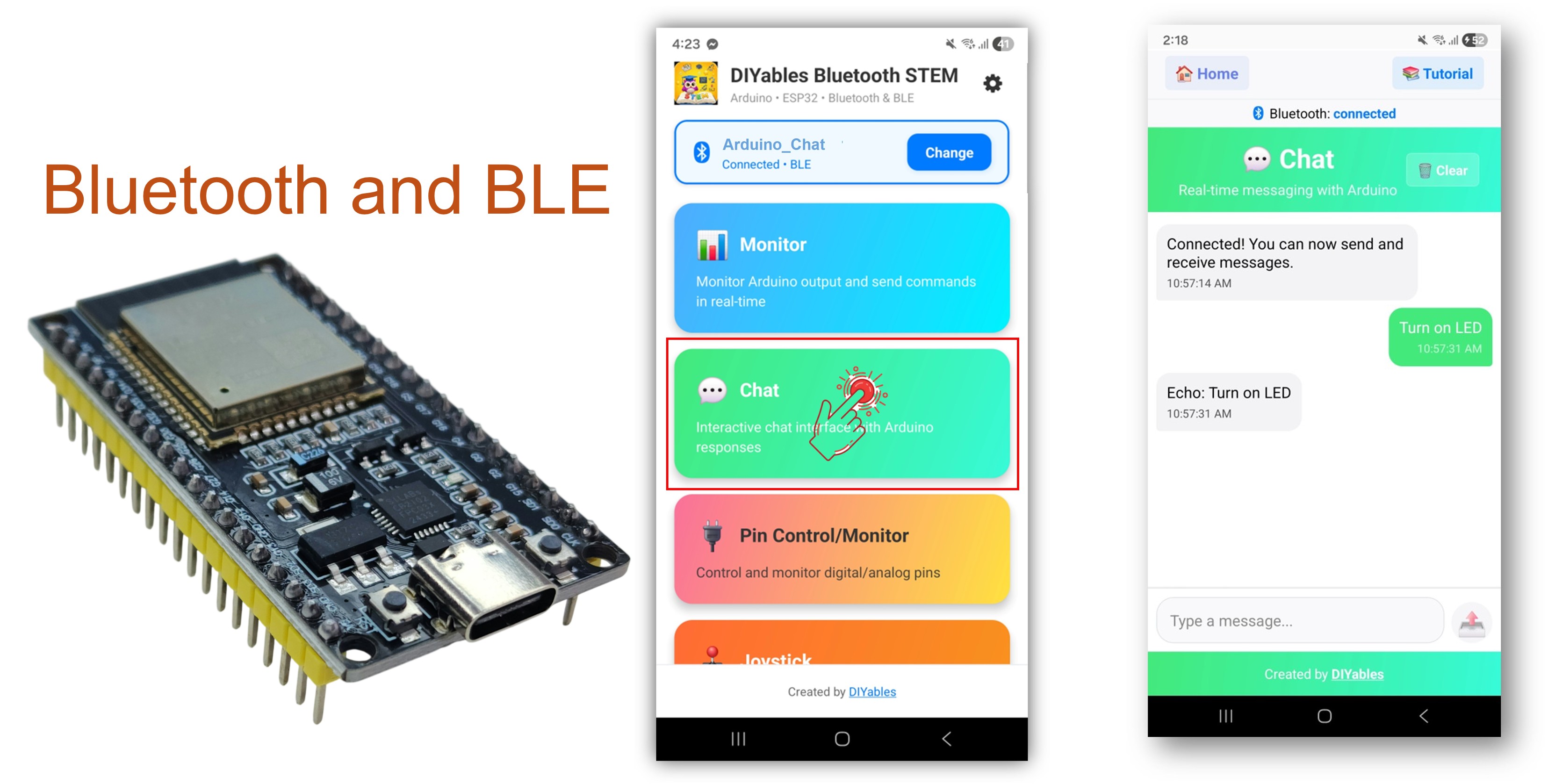 ESP32 블루투스 채팅 예제 - 양방향 메시지 인터페이스 튜토리얼
