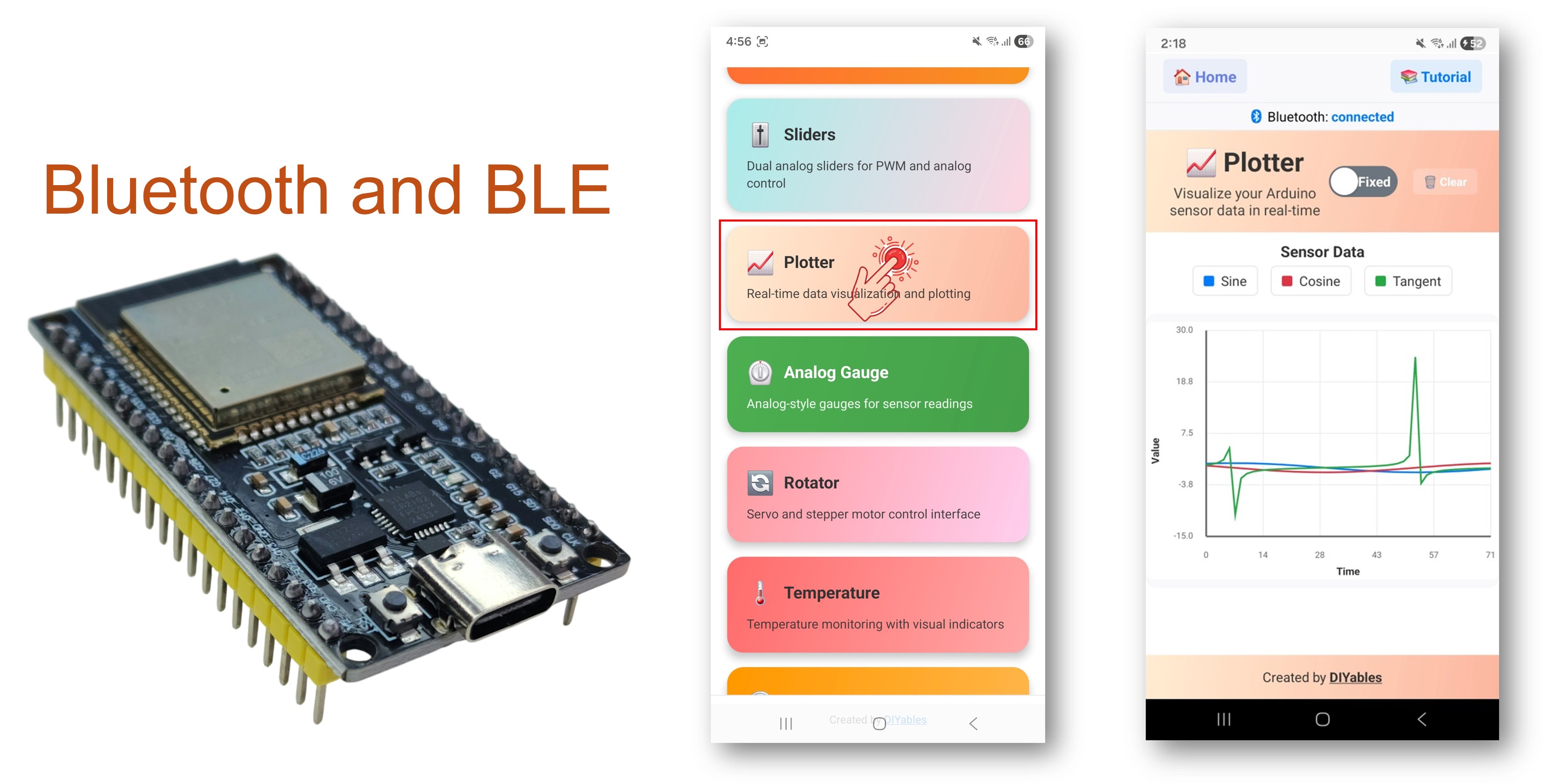 ESP32 블루투스 플로터 예제 - 실시간 데이터 플로팅 인터페이스 튜토리얼