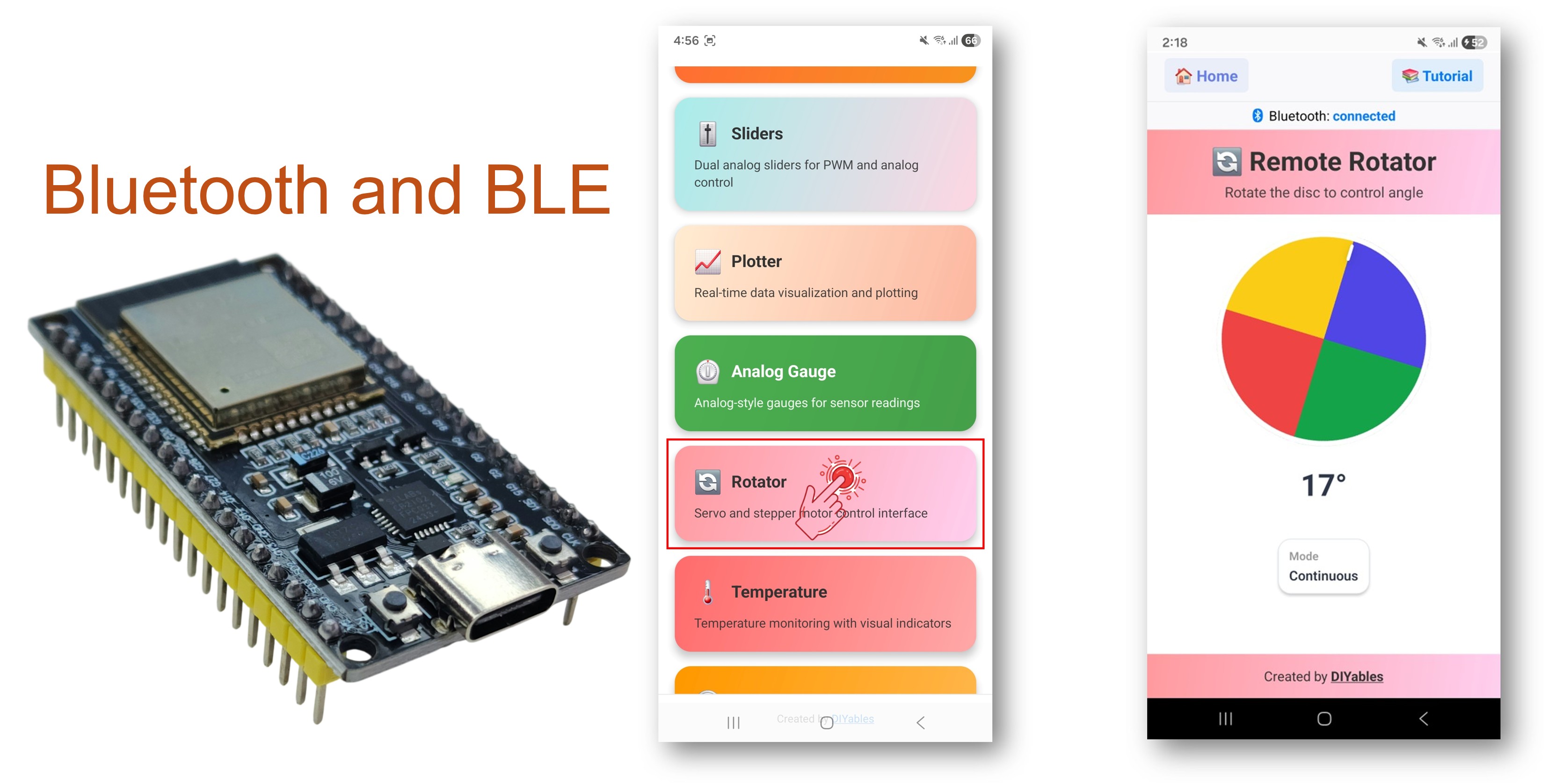 ESP32 블루투스 로테이터 예제 - 회전 가능한 디스크/노브 제어 인터페이스 튜토리얼