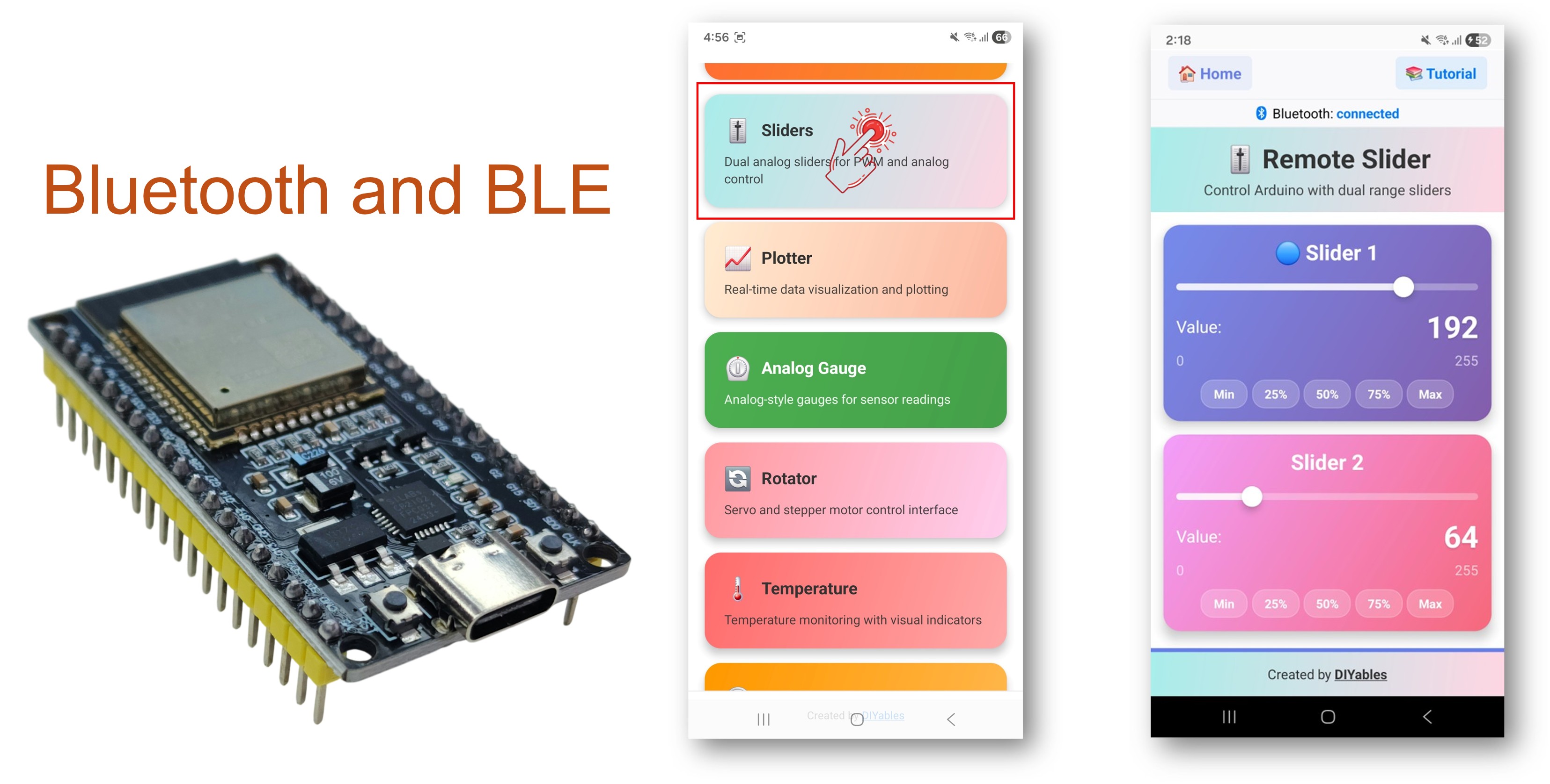 ESP32 블루투스 슬라이더 예제 - 이중 슬라이더 제어 인터페이스 튜토리얼
