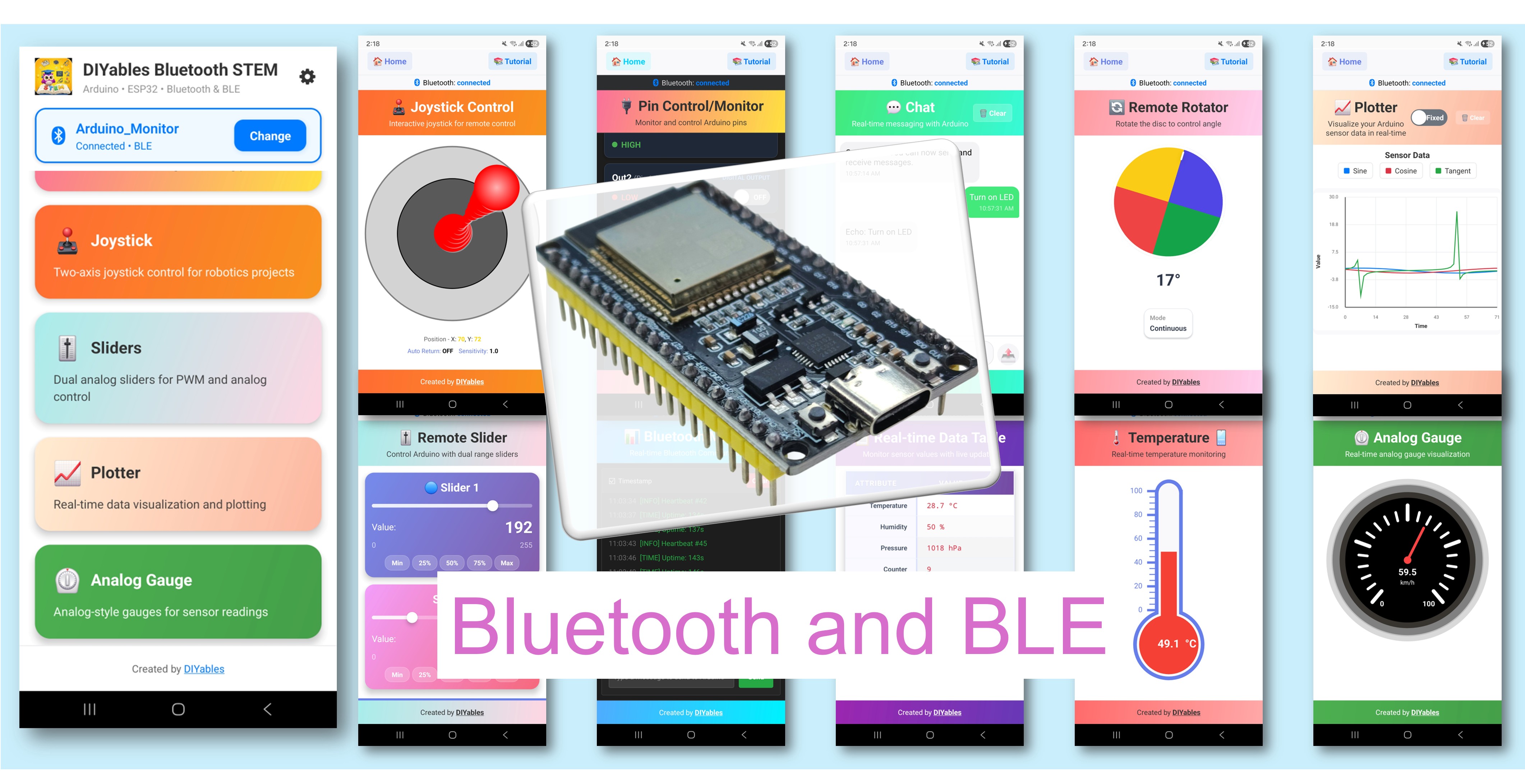 ESP32 블루투스 튜토리얼 - diyaBLEs 블루투스 앱으로 클래식 블루투스 및 BLE 사용하기