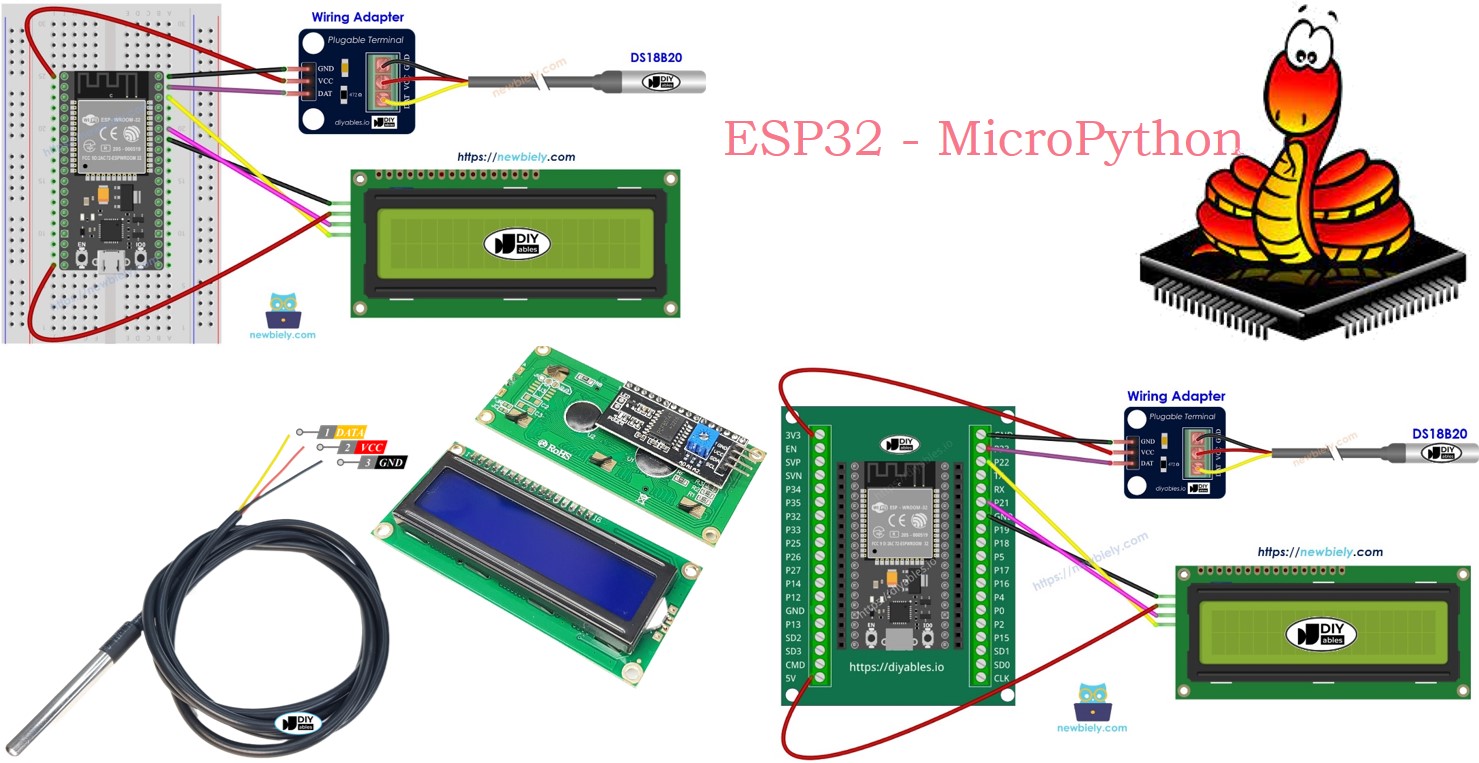 ESP32 마이크로파이썬 온도 센서 lcd i2c